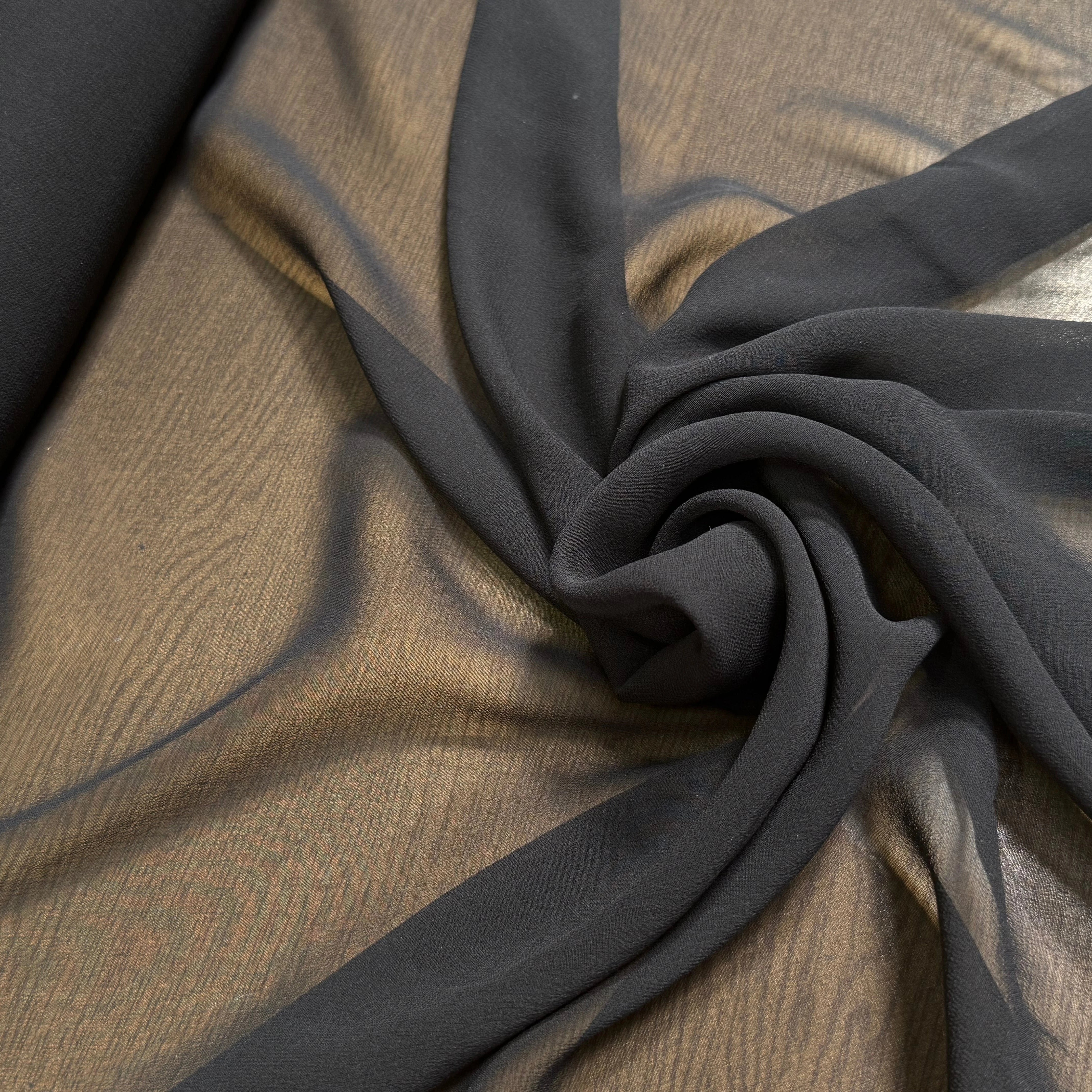 CREPE GEORGETTE DE SOIE FLUIDE NOIR EN 140 - My Little Coupon