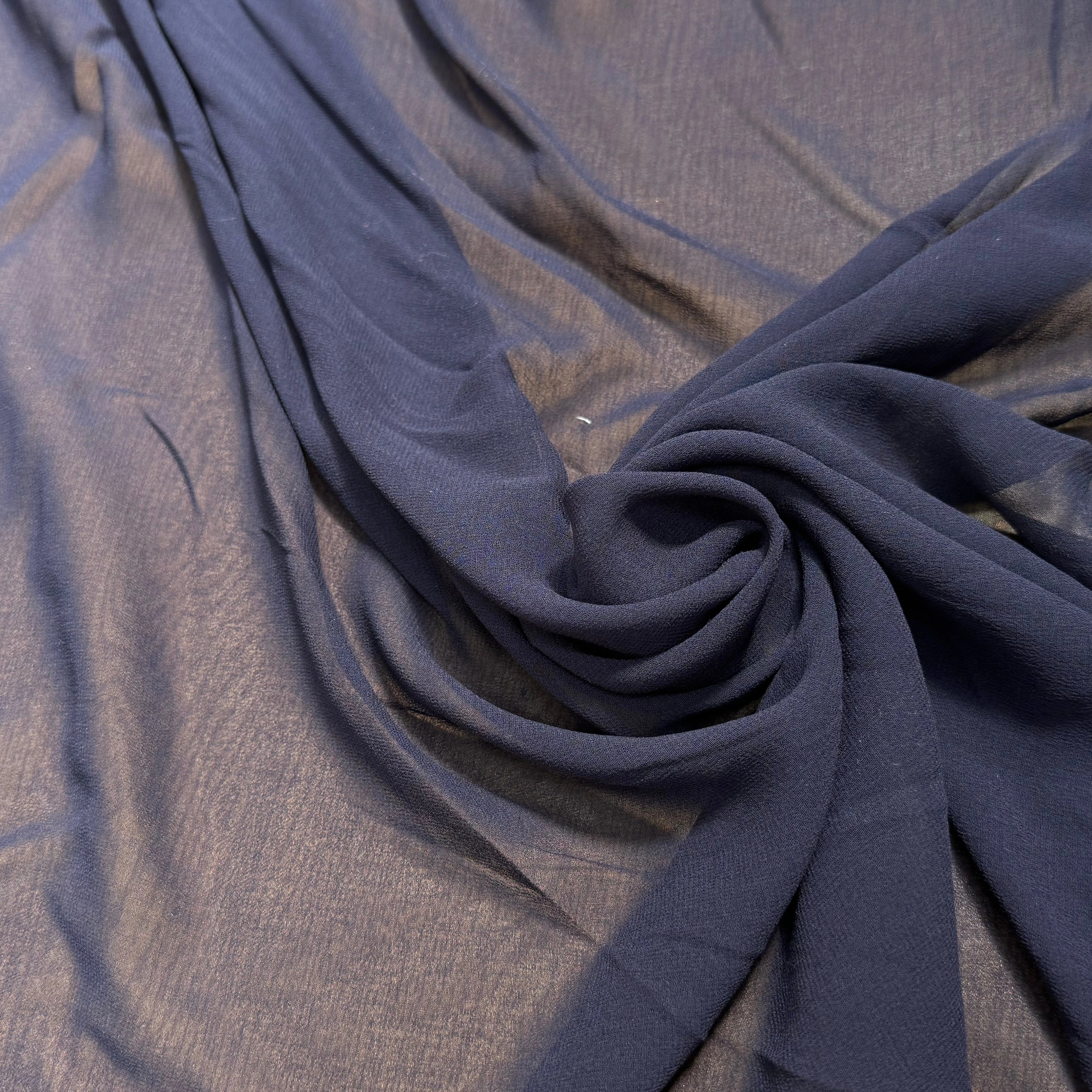 CREPE GEORGETTE DE SOIE MARINE EN 110 - My Little Coupon