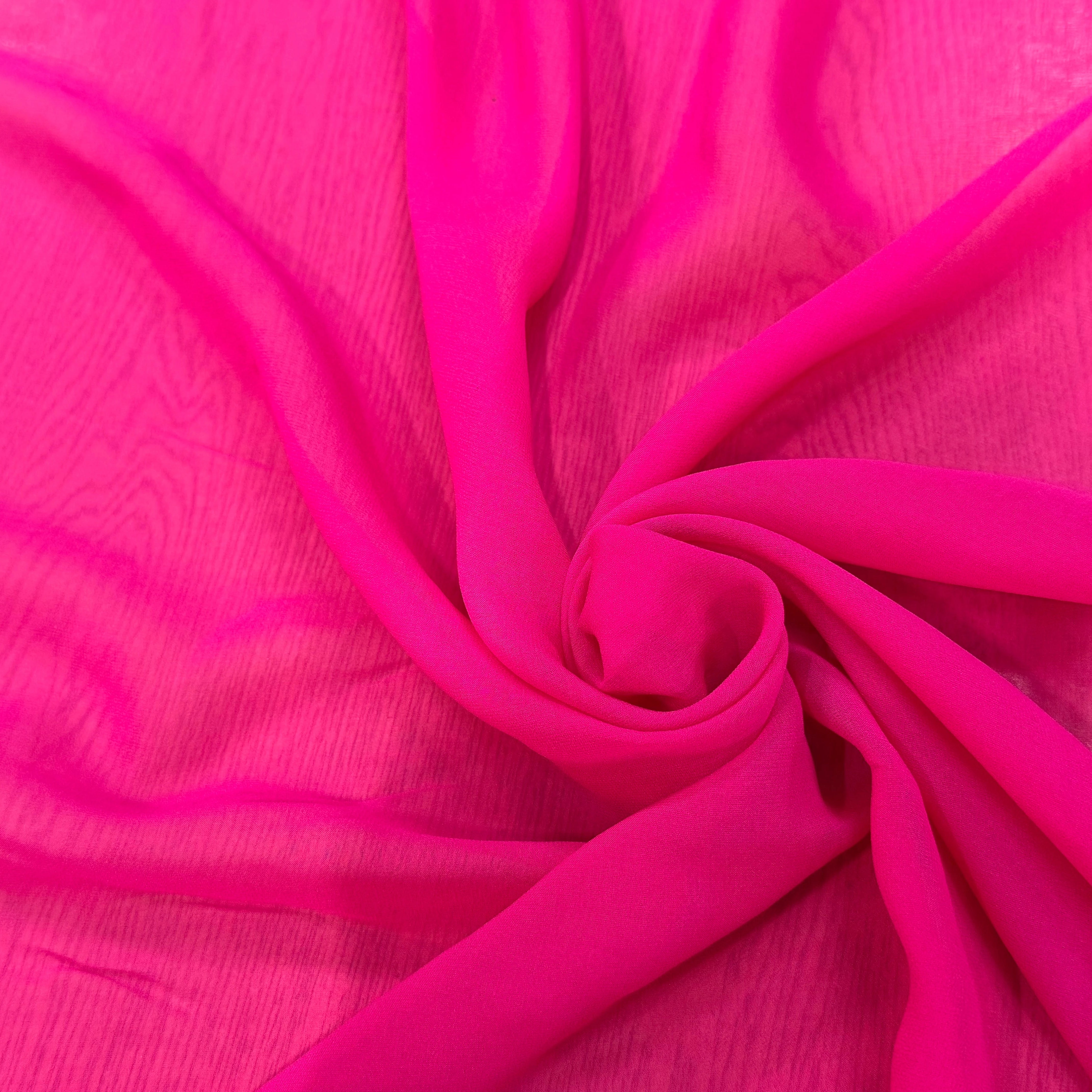 CREPE GEORGETTE DE SOIE ROSE FLASHY - My Little Coupon
