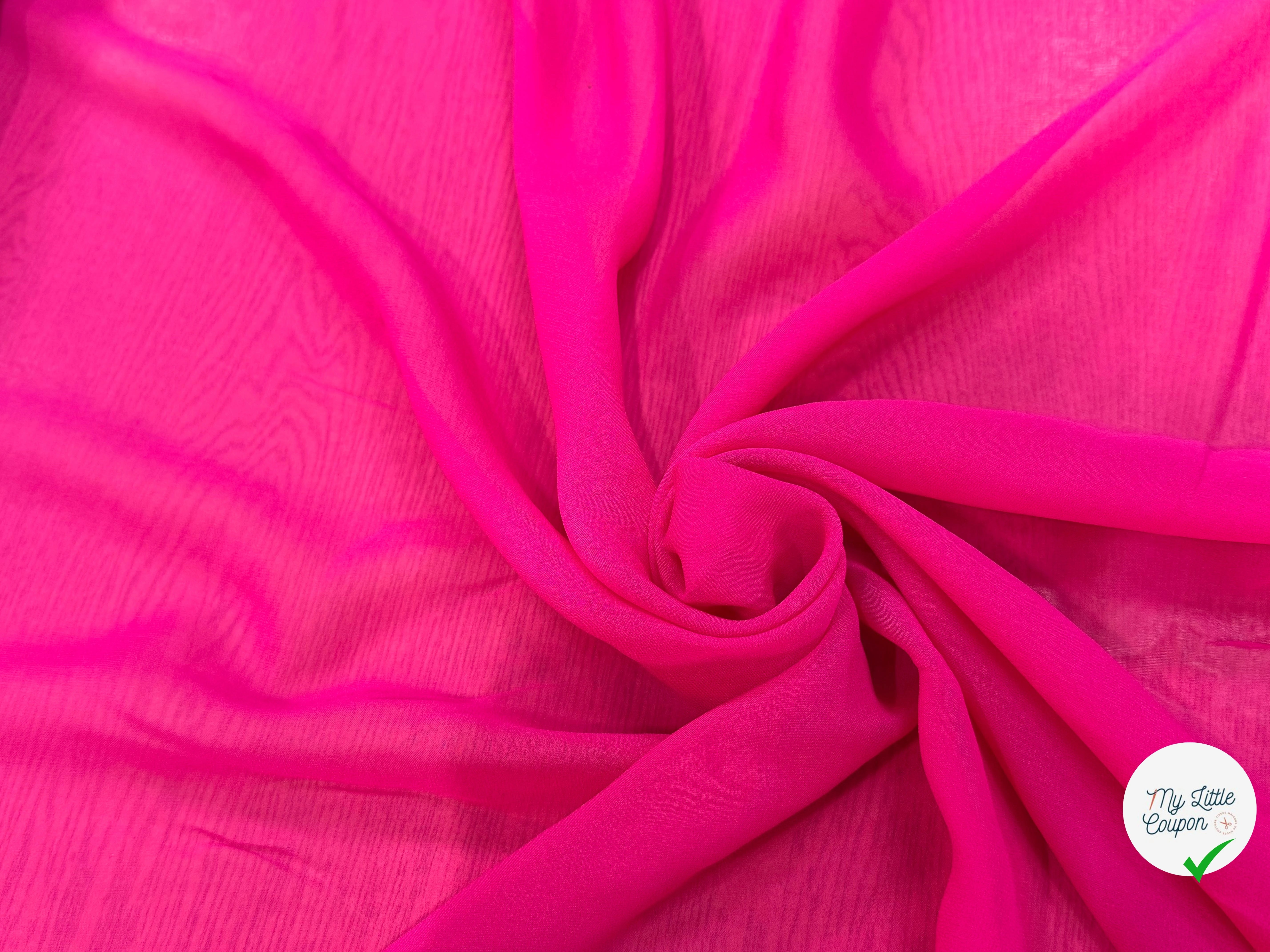CREPE GEORGETTE DE SOIE ROSE FLASHY - My Little Coupon
