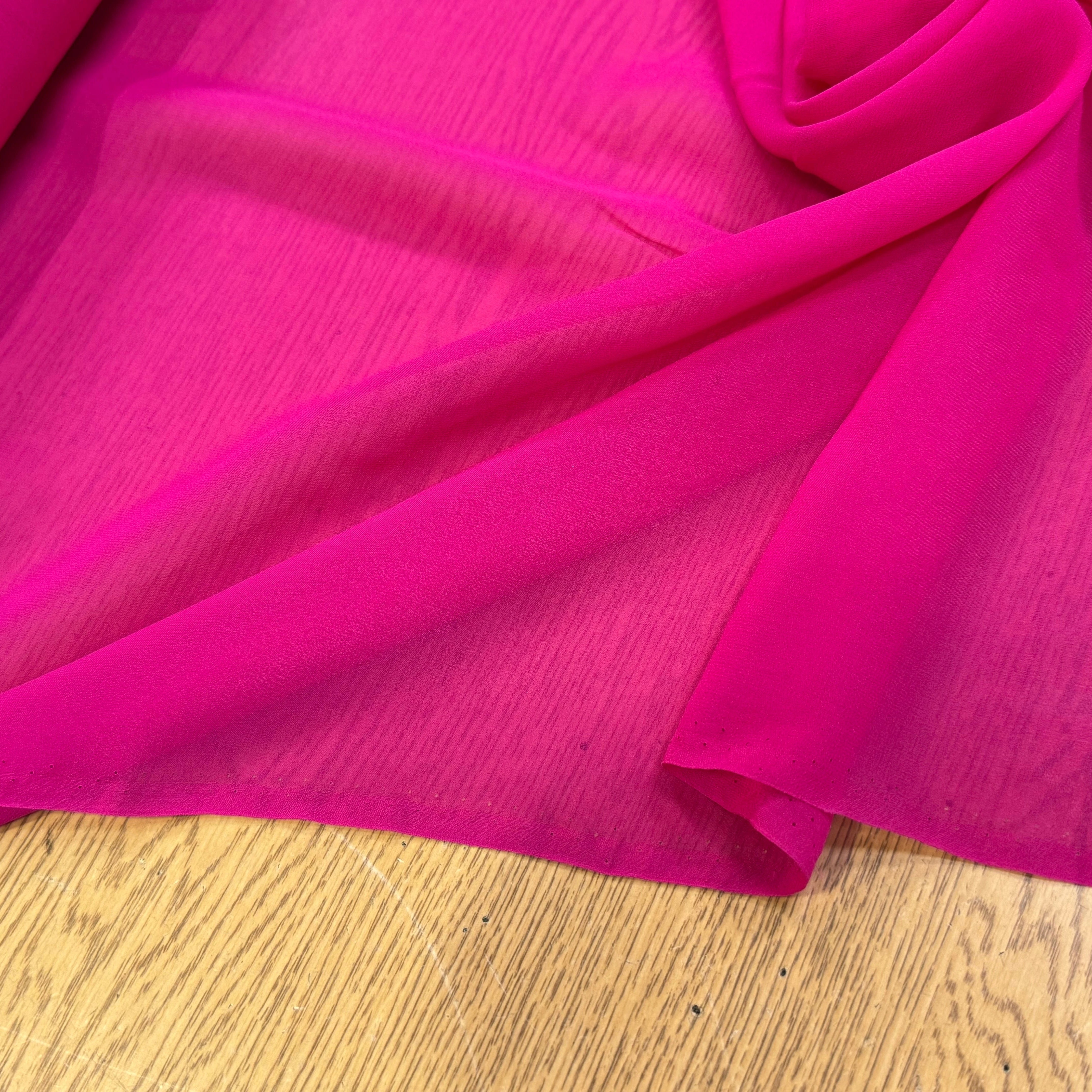CREPE GEORGETTE DE SOIE ROSE FLASHY - My Little Coupon