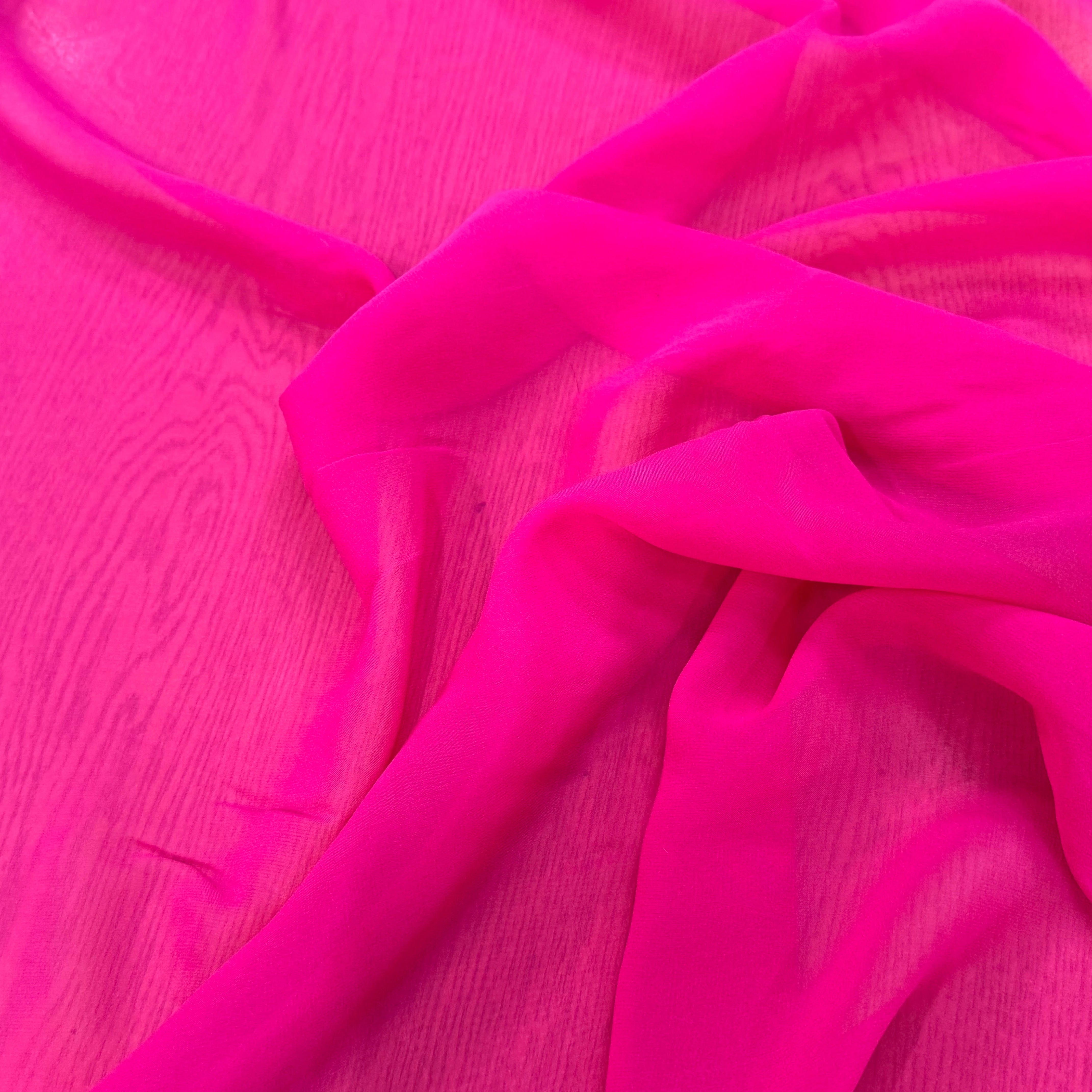 CREPE GEORGETTE DE SOIE ROSE FLASHY - My Little Coupon