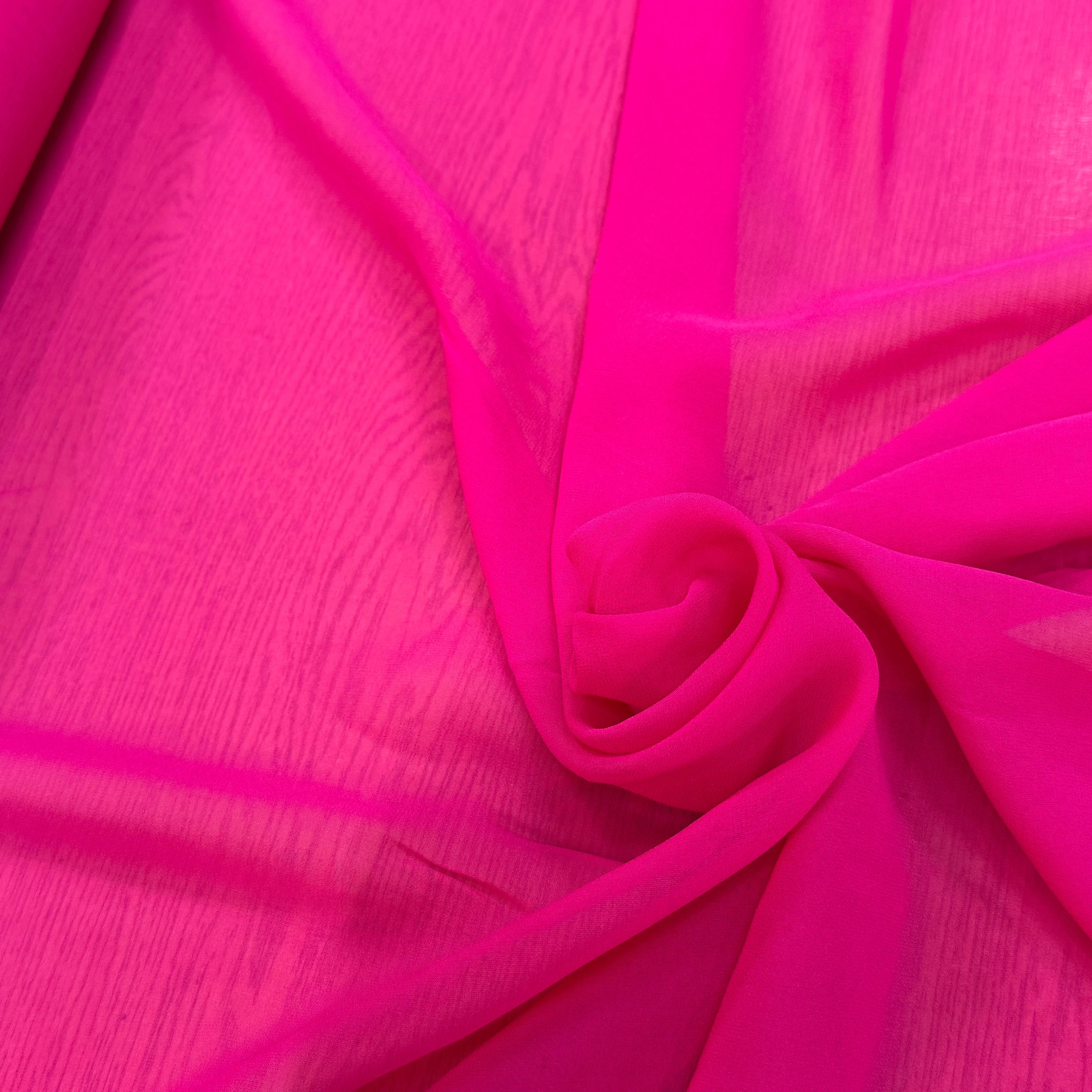 CREPE GEORGETTE DE SOIE ROSE FLASHY - My Little Coupon