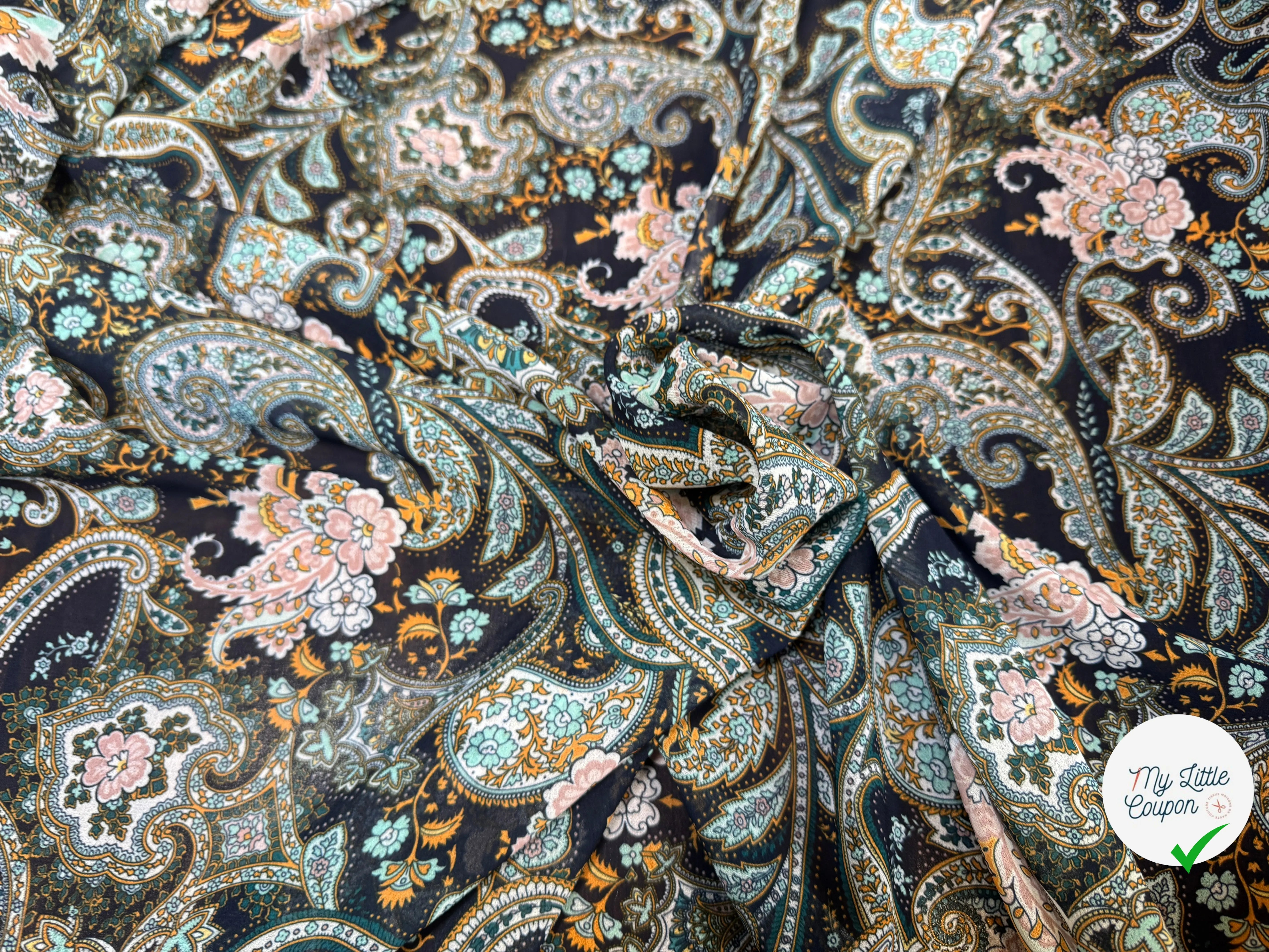 CREPE GEORGETTE EXPLOSION DE PAISLEY - My Little Coupon
