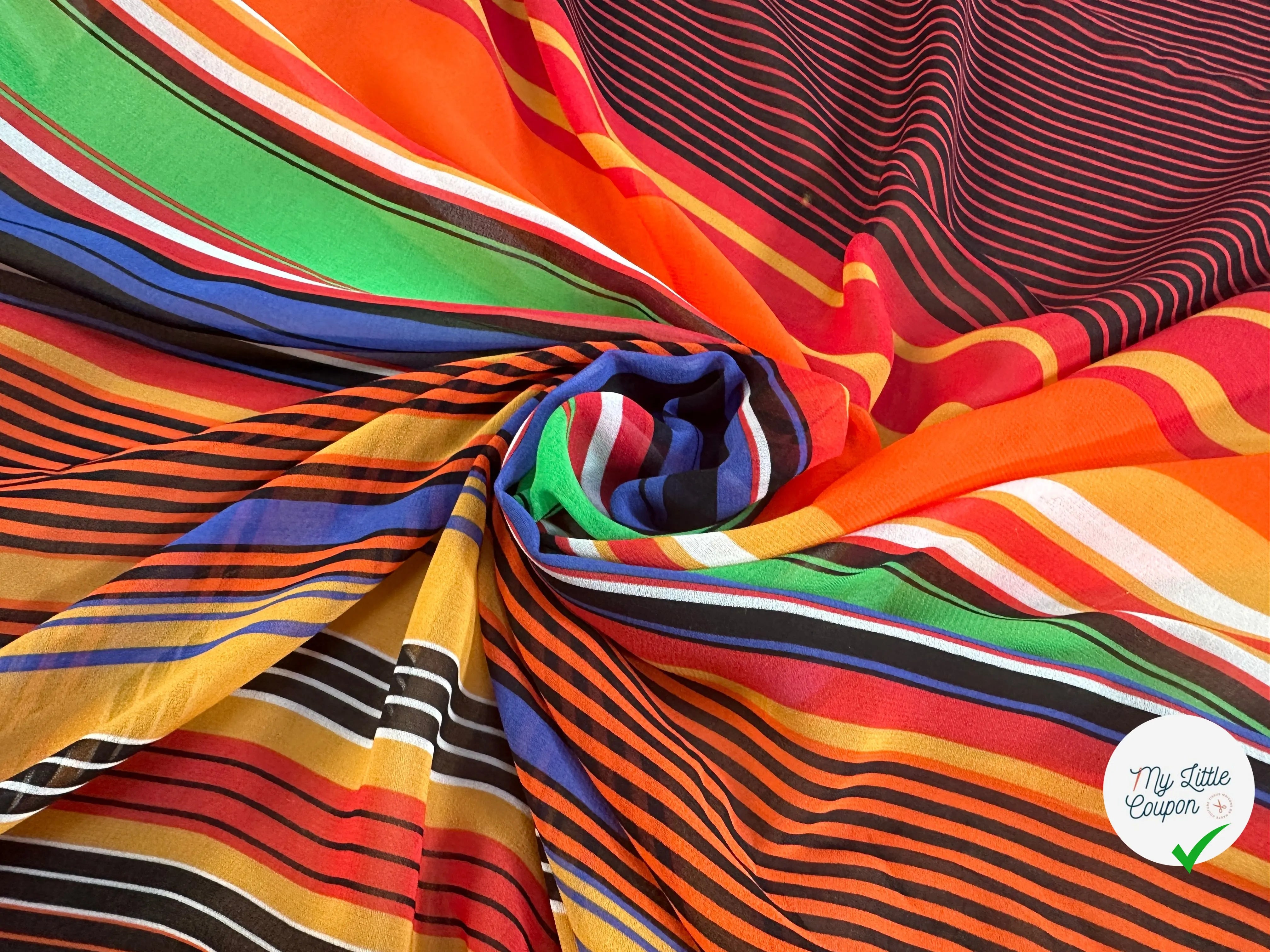CREPE GEORGETTE STRIPES DE RAINBOW - My Little Coupon