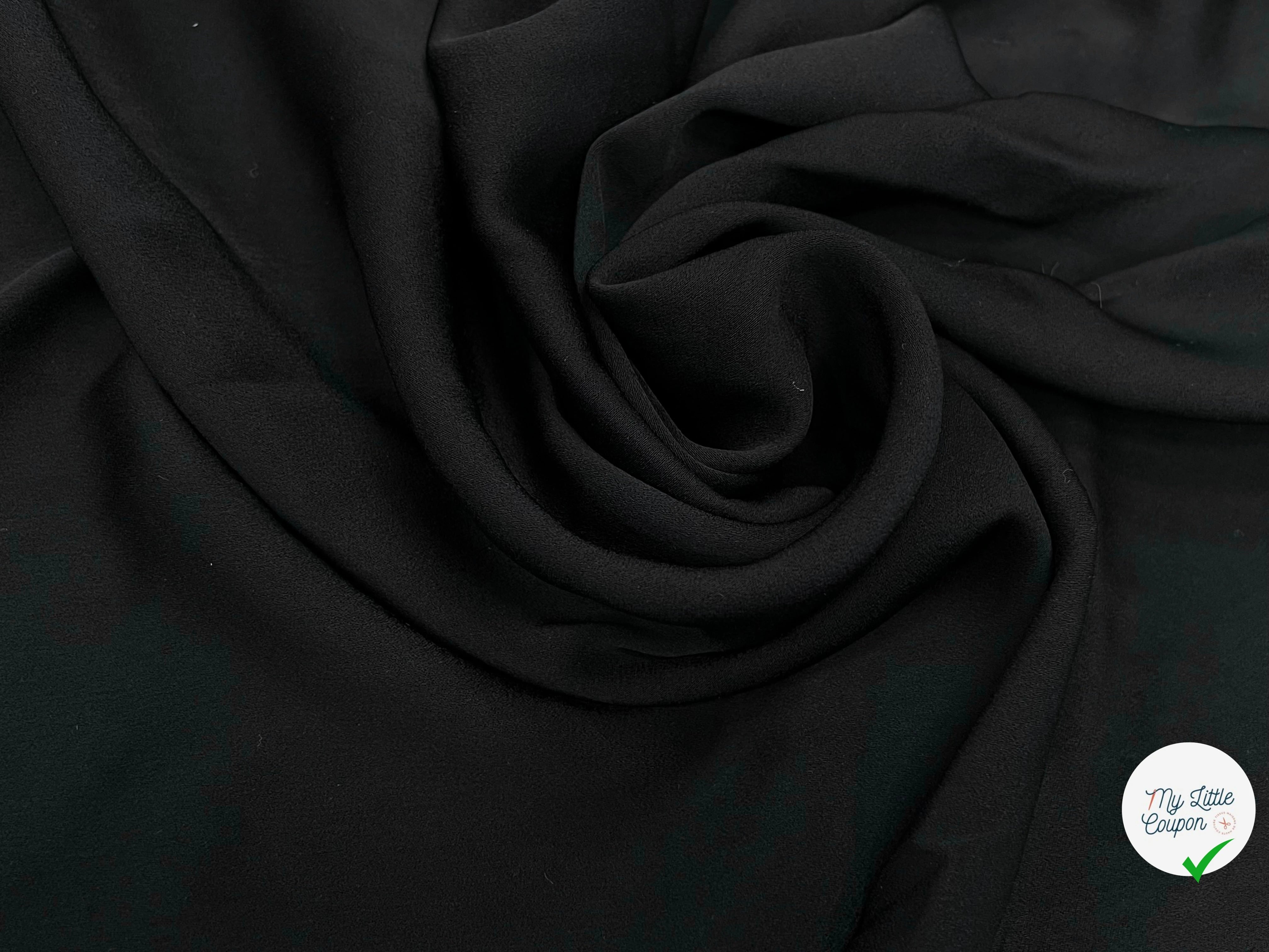 CRÈPE LÉGÈREMENT SATINÉ FLUIDE NOIR 138CM - My Little Coupon