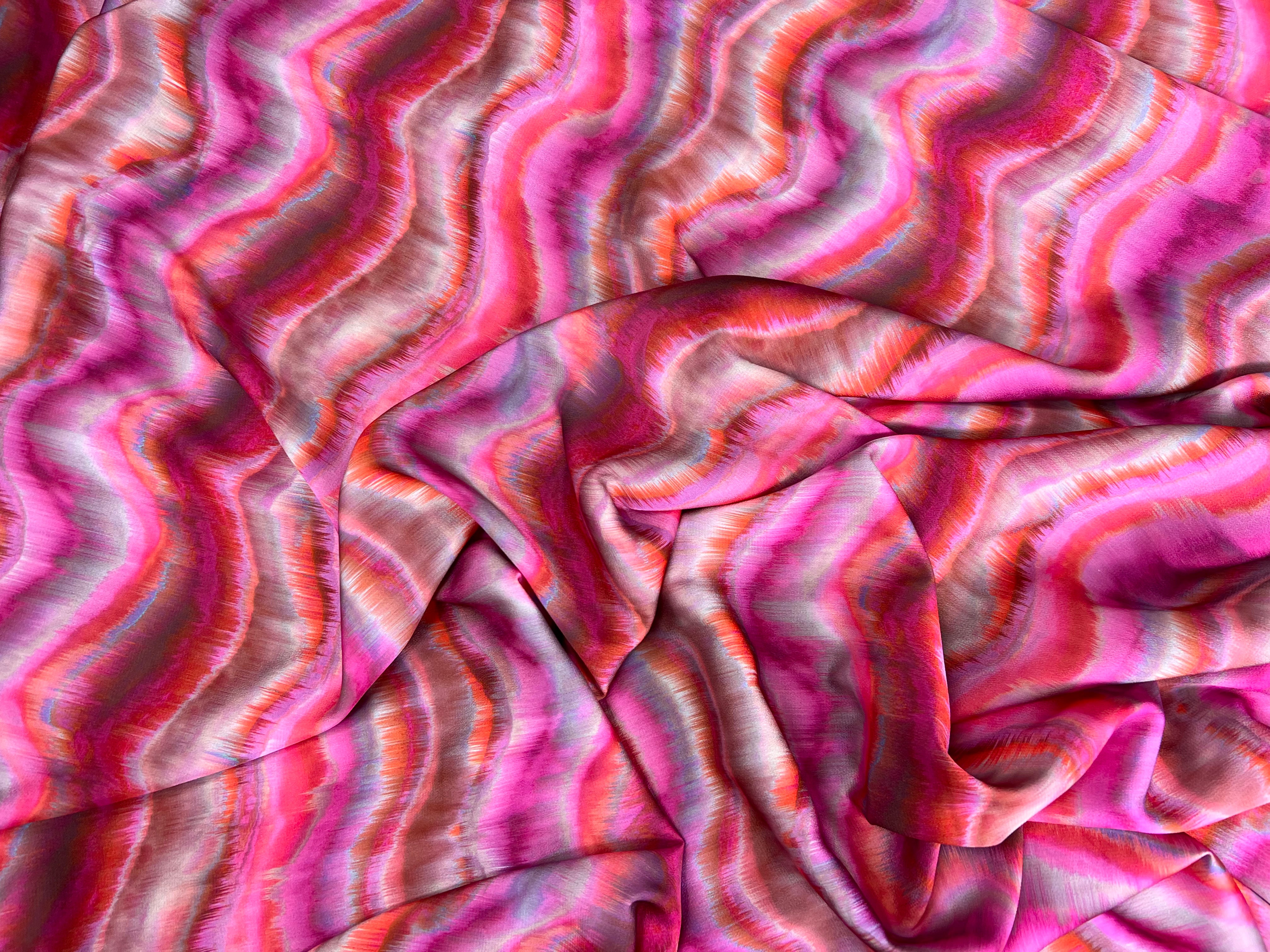 CRÊPE LÉGÈREMENT SATINÉ PINK WAVES - My Little Coupon