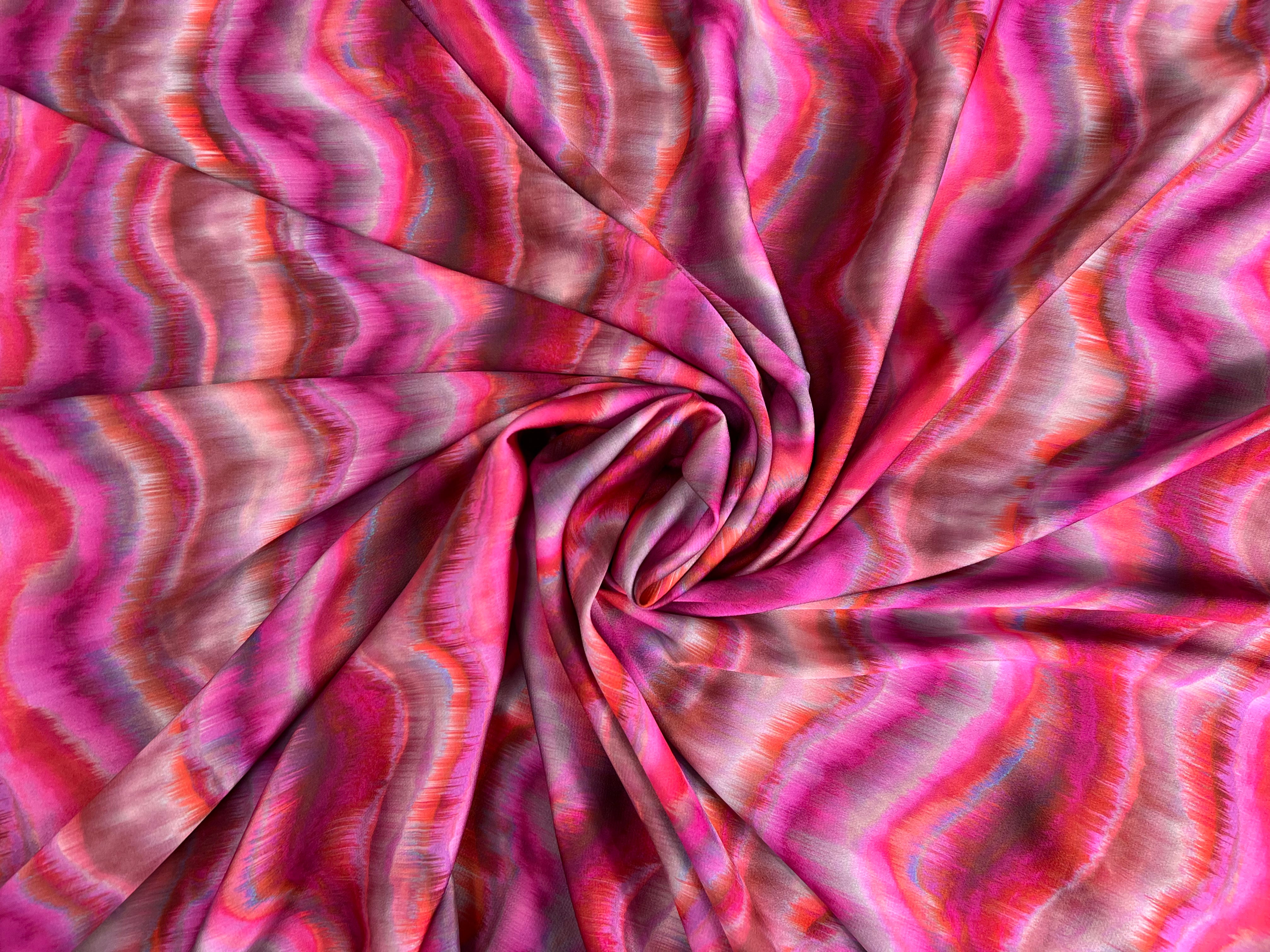 CRÊPE LÉGÈREMENT SATINÉ PINK WAVES - My Little Coupon