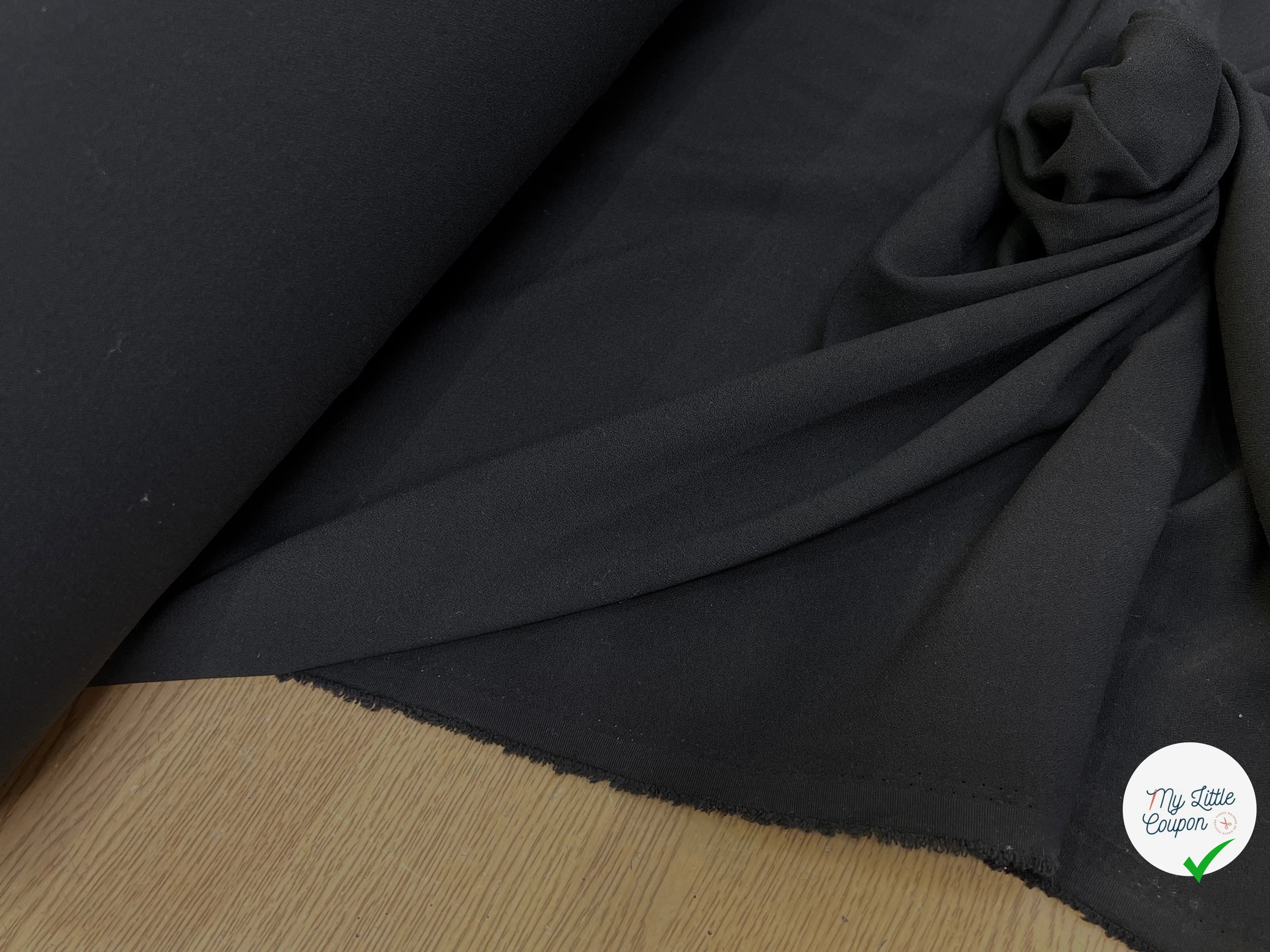 CREPE LOURD ACETATE VISCOSE SEMI-LOURD TOMBÉ FLUIDE NOIR LÉGÈREMENT STRETCH - My Little Coupon