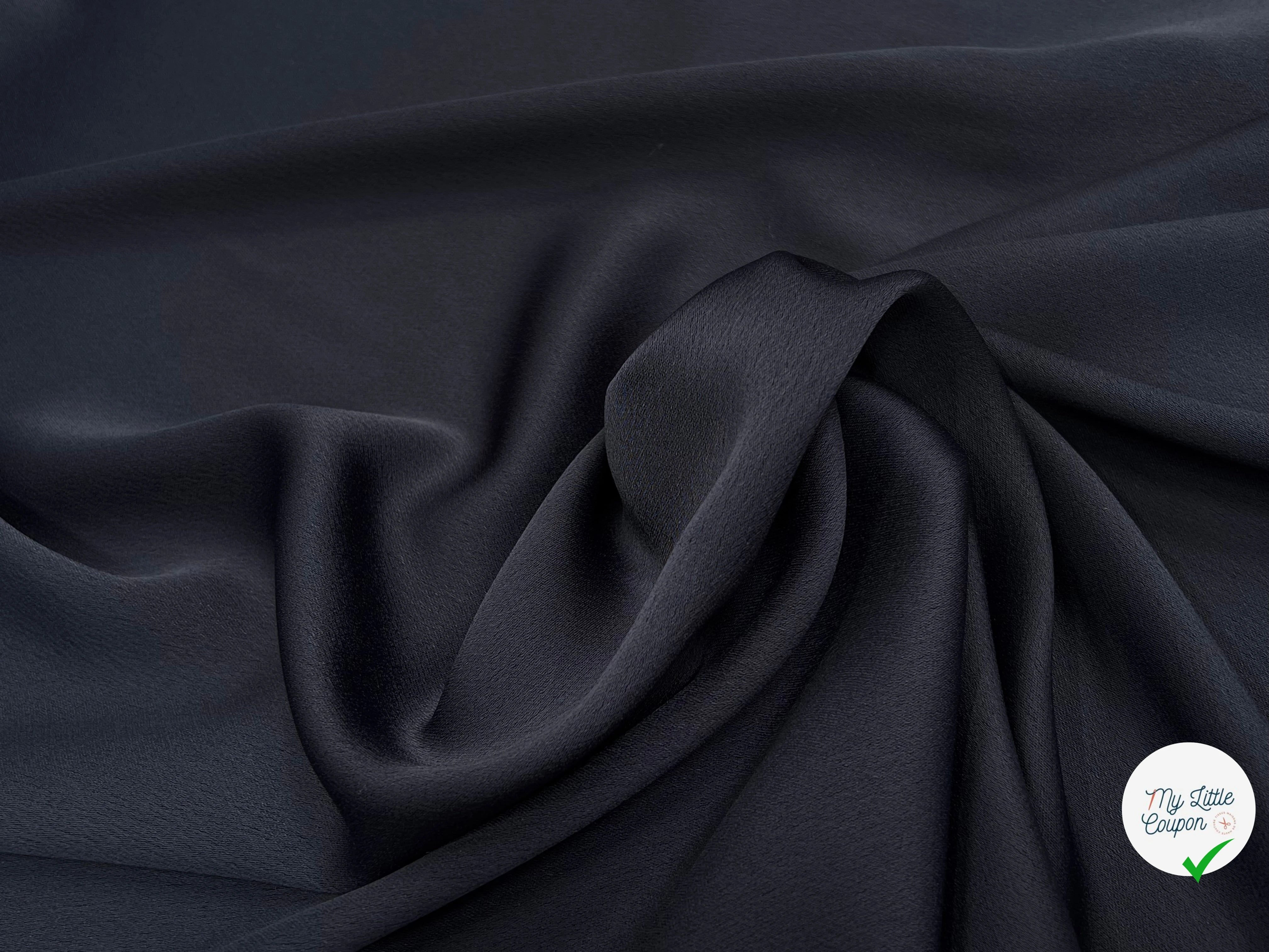CREPE LOURD ENVERS SATIN BLEU NUIT QUALITÉ COUTURE - My Little Coupon