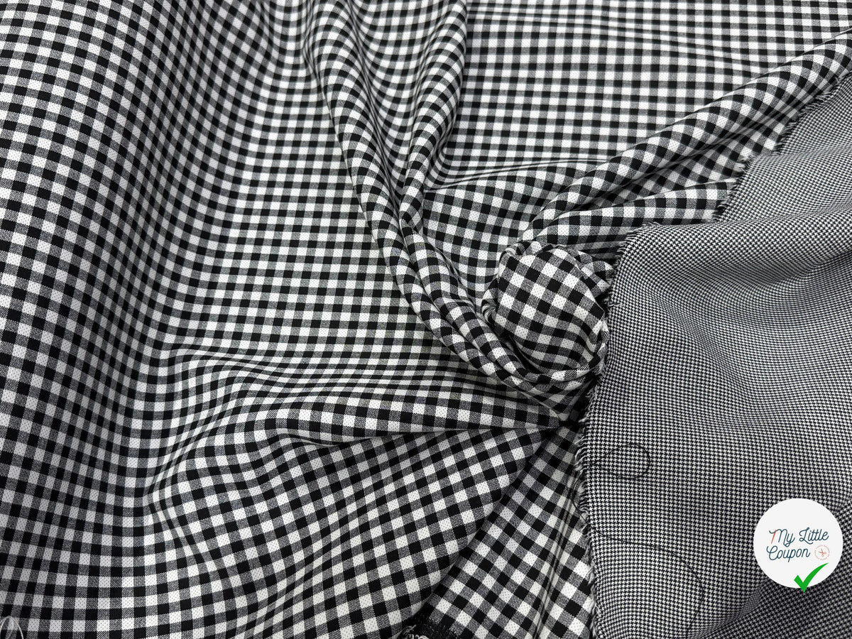 CRÊPE LOURD JAPAN VICHY BLANC NOIR STRETCH SUPER TENUE 28% VISCOSE - My Little Coupon