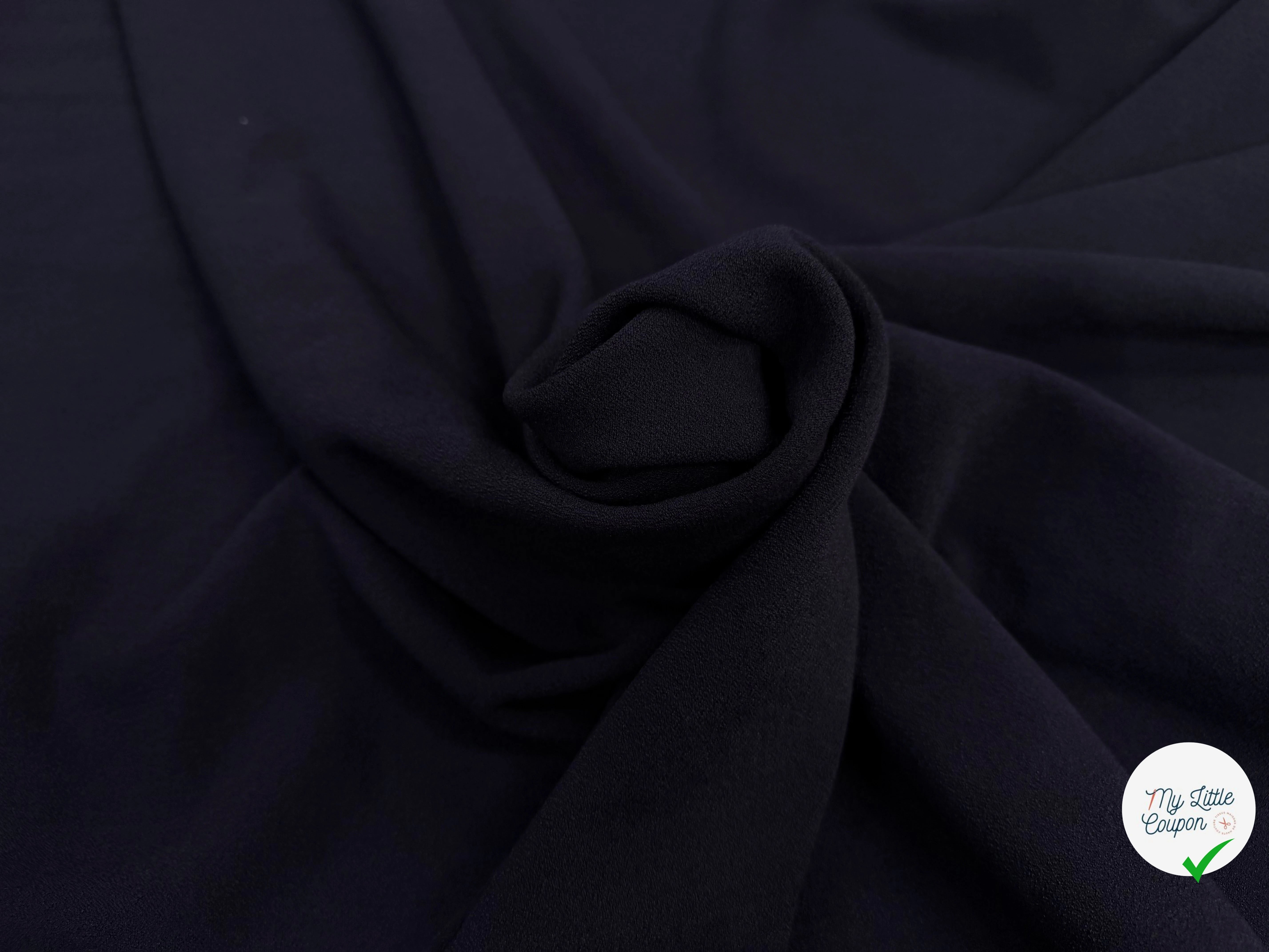 CREPE LOURD MOUSSE POLYVISOSE STRETCH BLEU NAVY SUBLIME - My Little Coupon