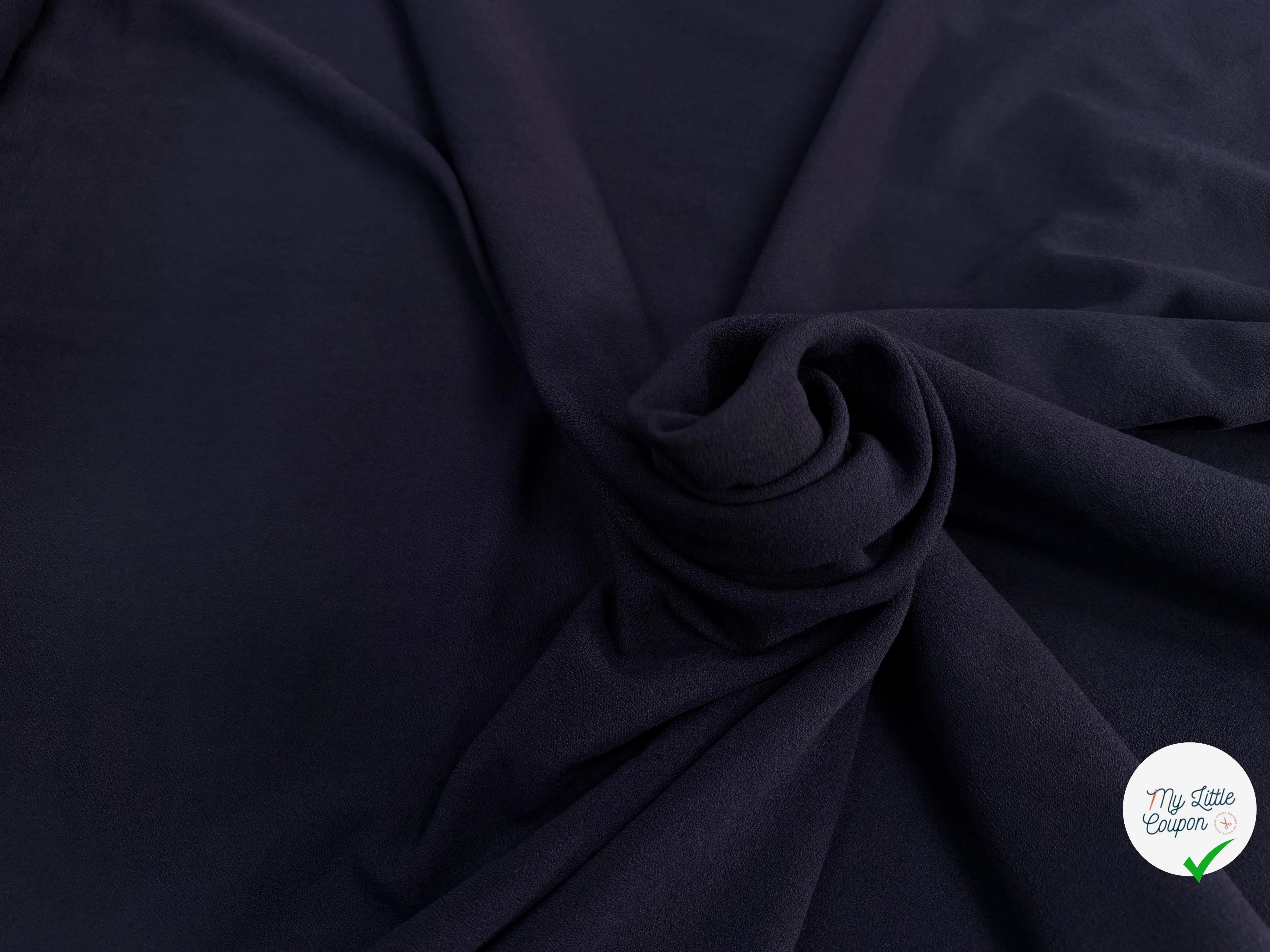 CREPE LOURD MOUSSE POLYVISOSE STRETCH BLEU NAVY SUBLIME - My Little Coupon