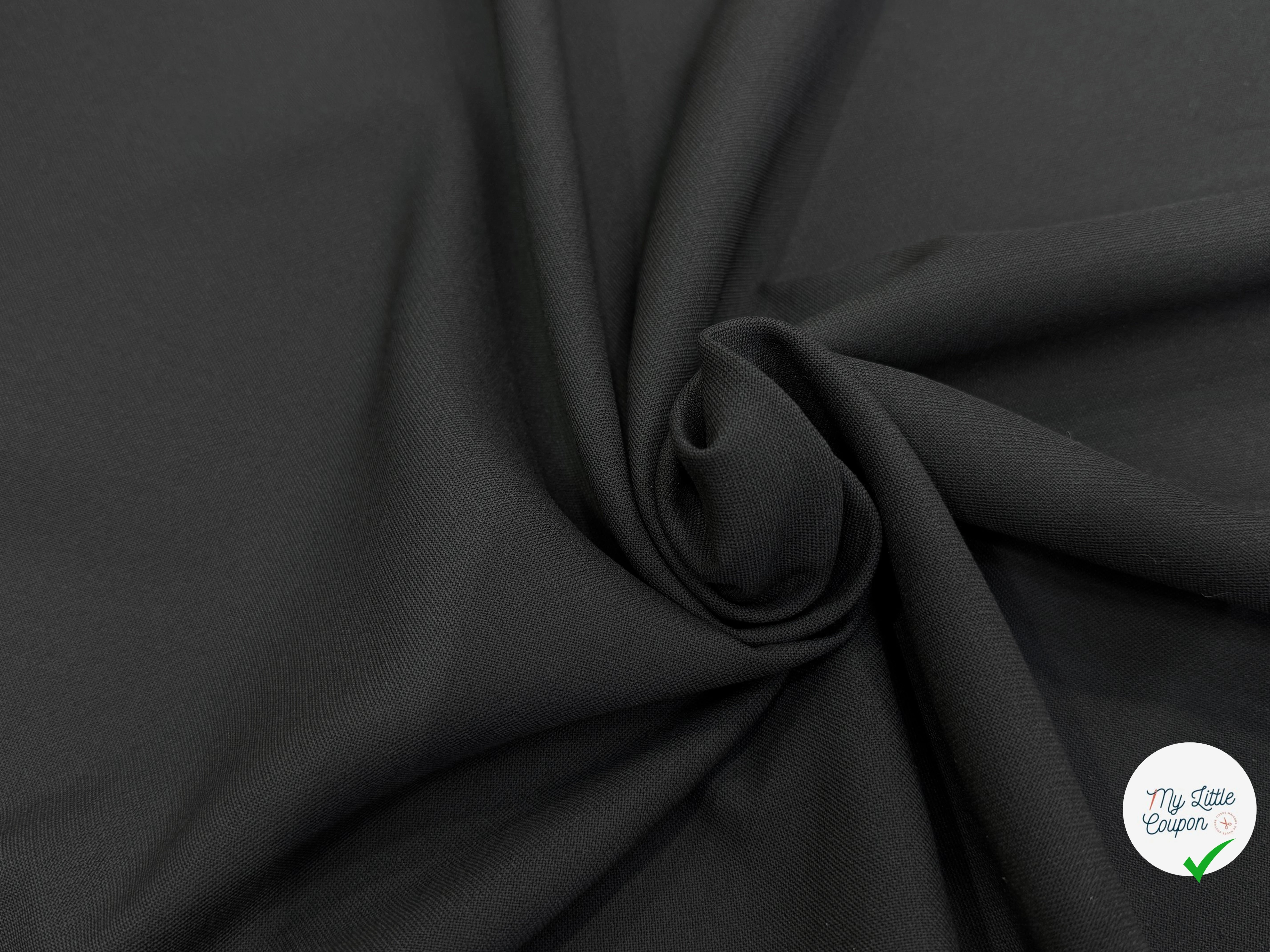 CREPE LOURD POLYVISCOSE BEAU TOMBÉ NOIR STRETCH - My Little Coupon