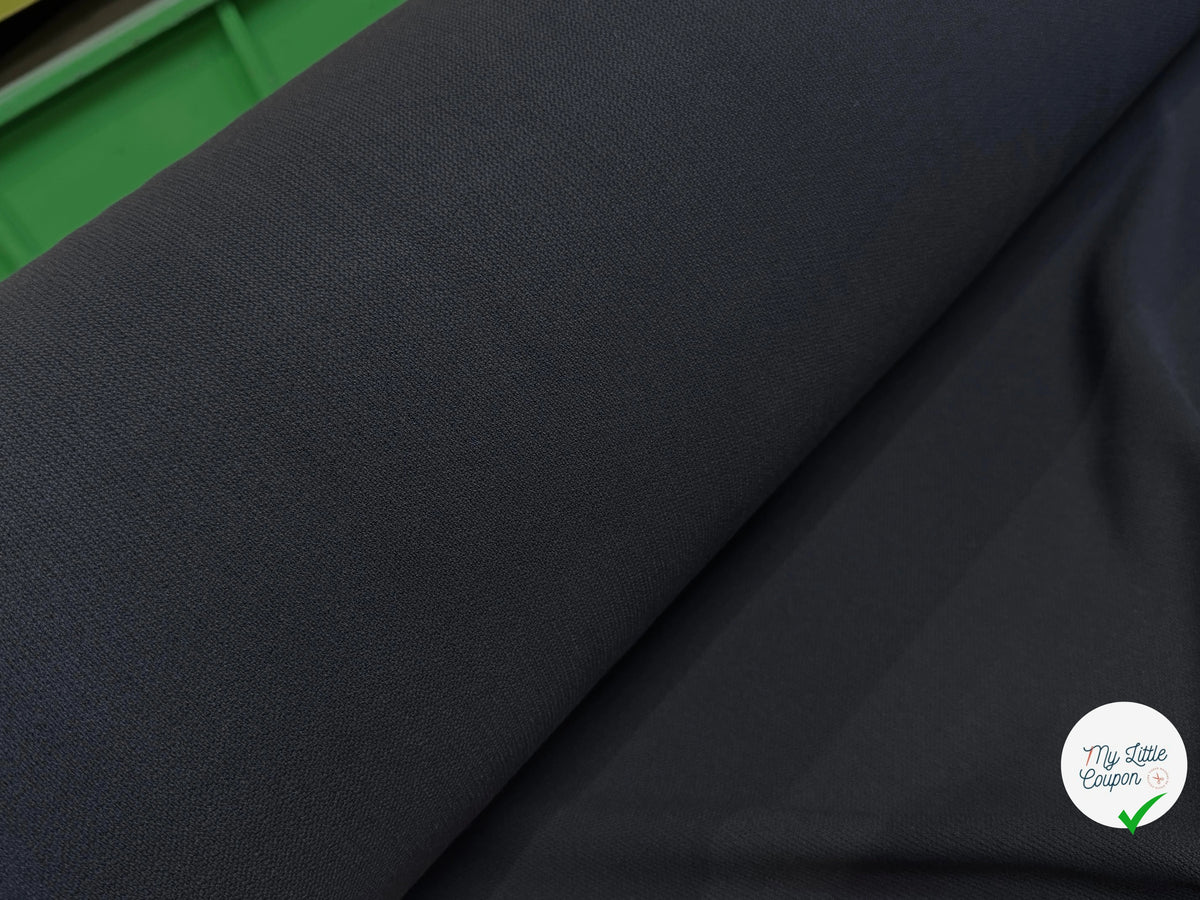 Tissu crêpe lourd polyviscose laine noir - tombé du tissu