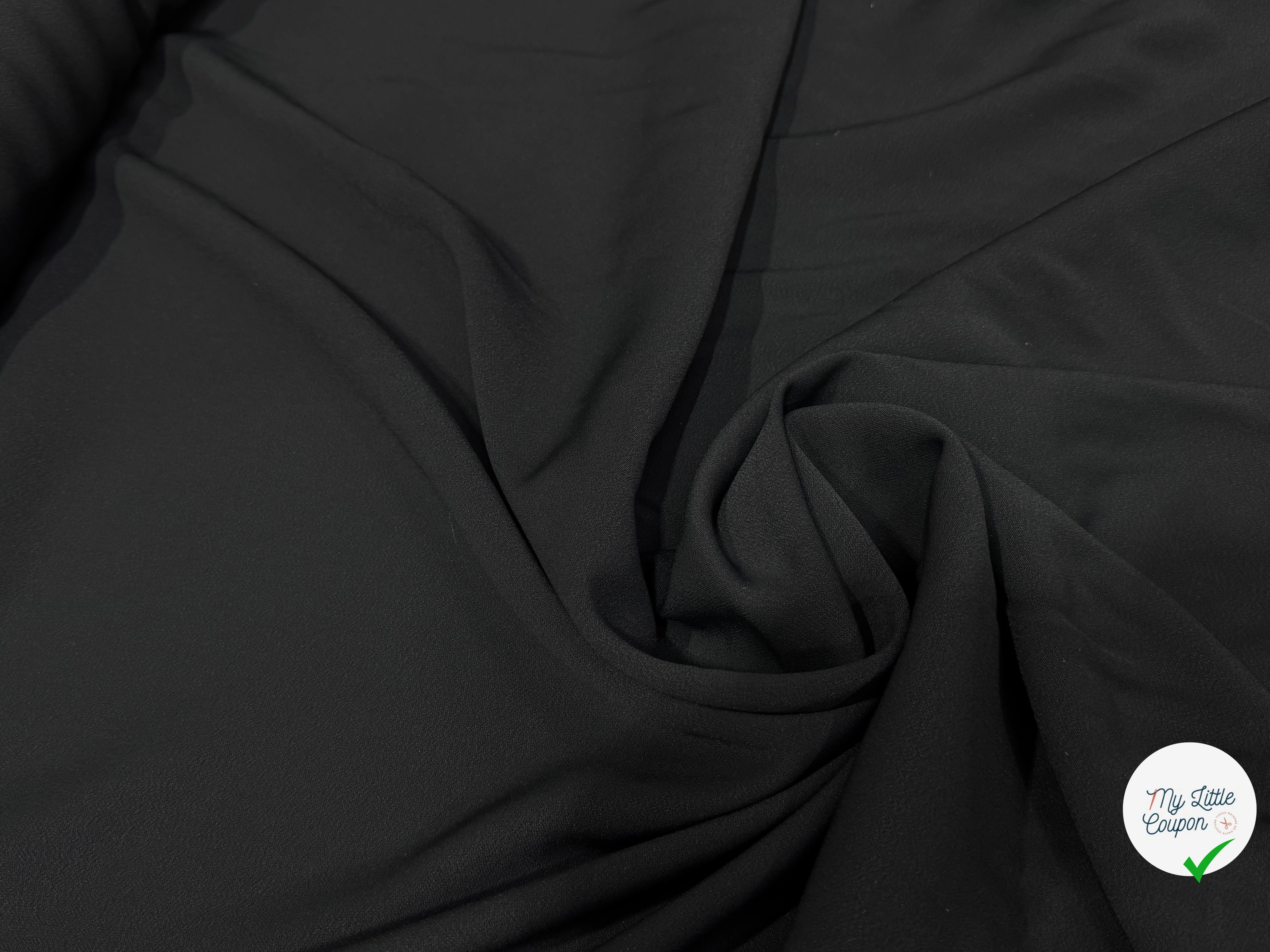 CREPE LOURD VISCOSE TRÈS BEAU TOMBÉ NOIR STRETCH LÉGÈREMENT SATINÉ - My Little Coupon