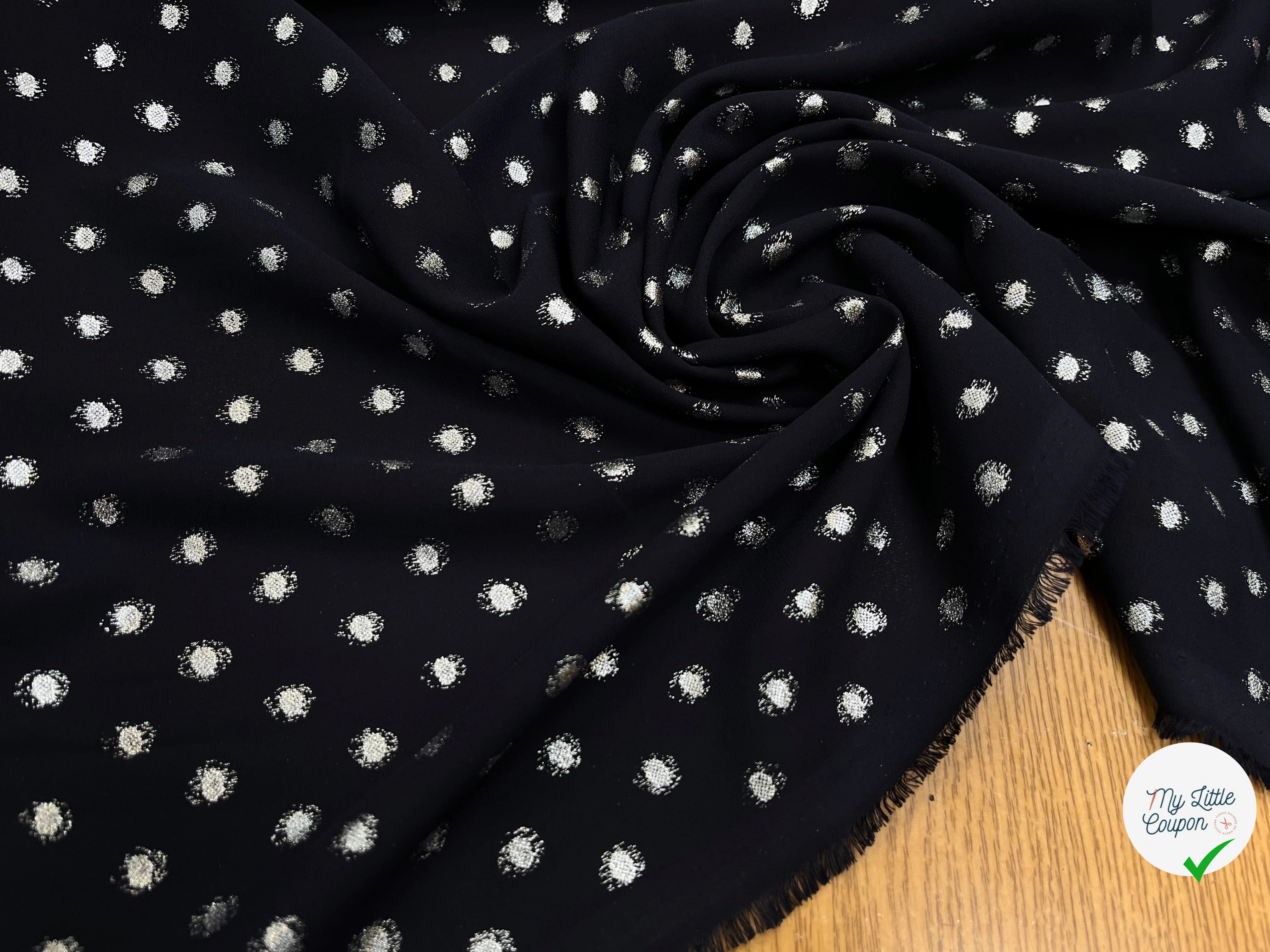 CREPE LUREX MARINE POIS SILVER - My Little Coupon