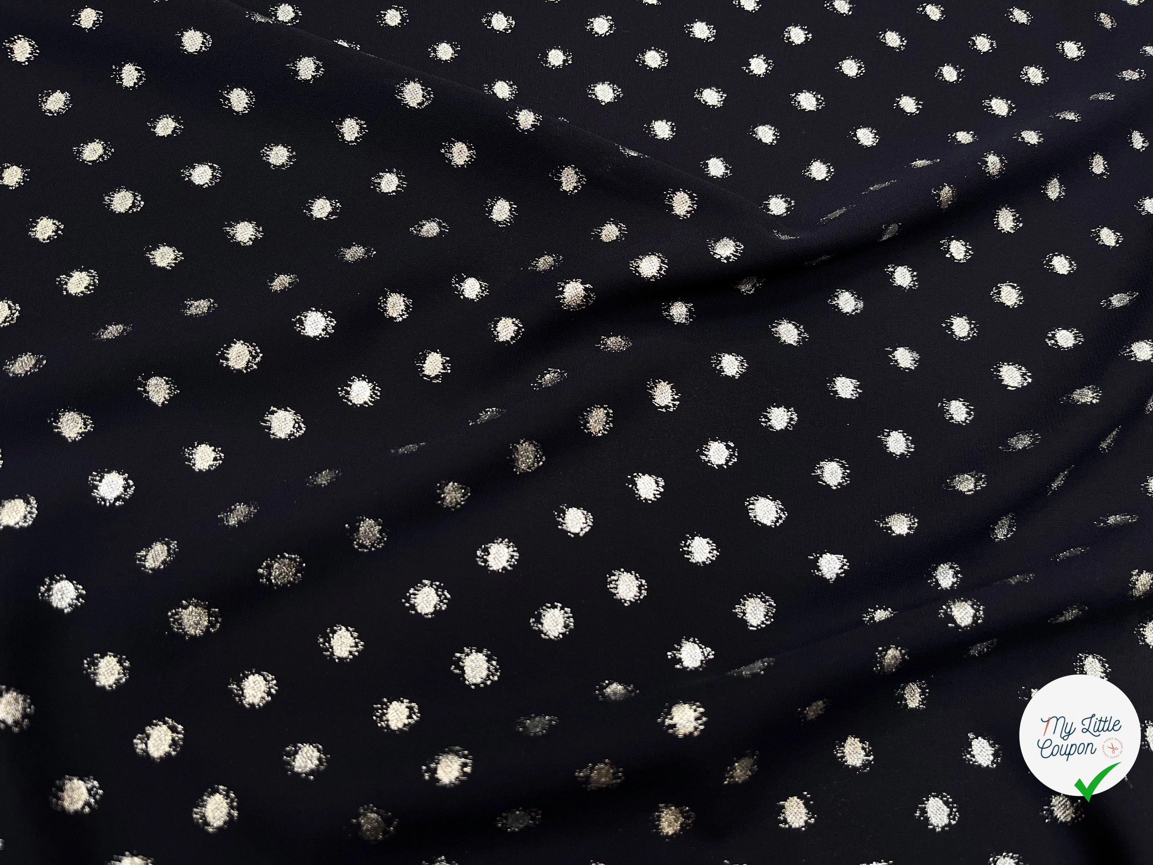CREPE LUREX MARINE POIS SILVER - My Little Coupon