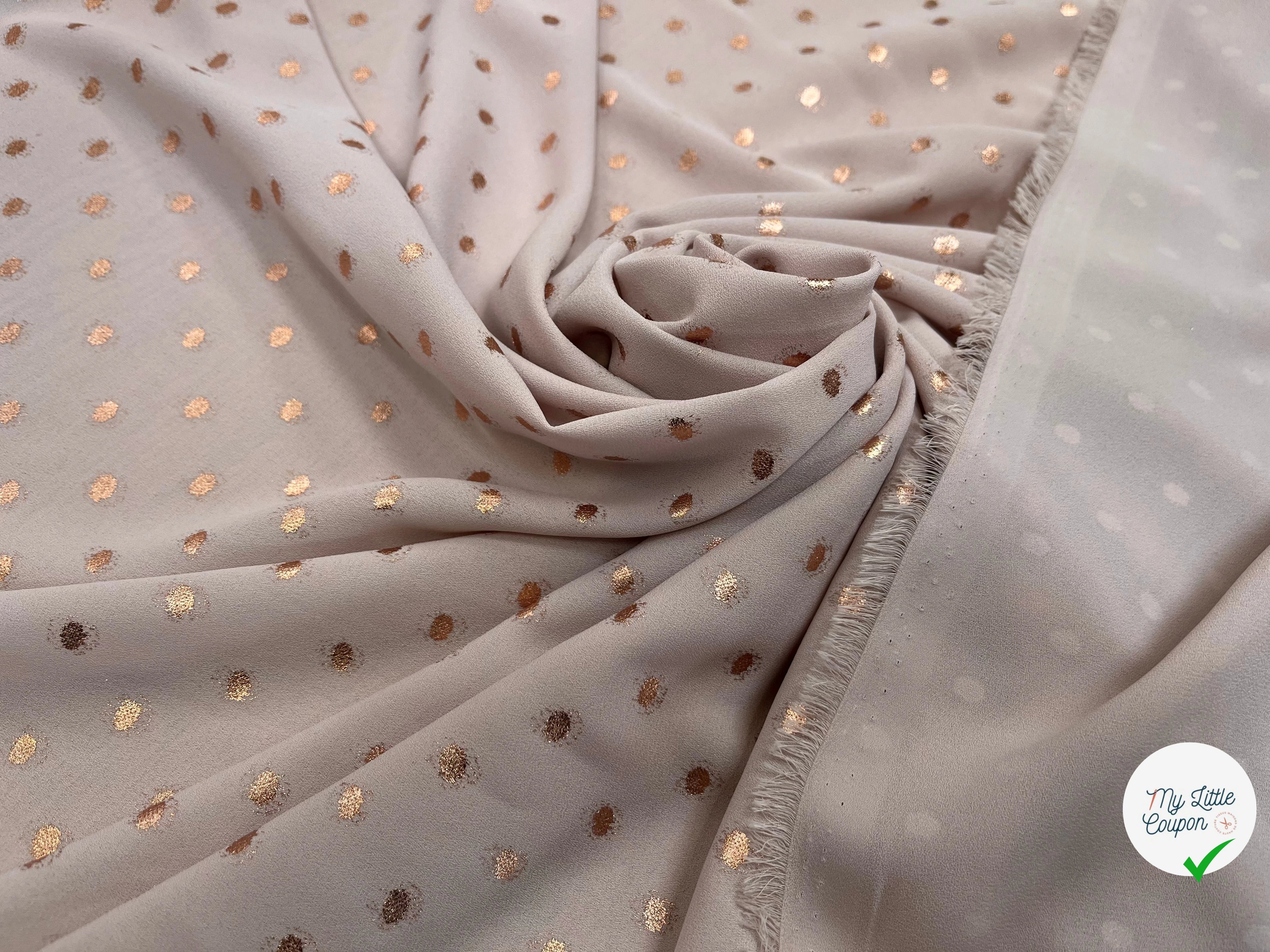 CREPE LUREX ROSE GOLD POIS ARGENTÉ - My Little Coupon