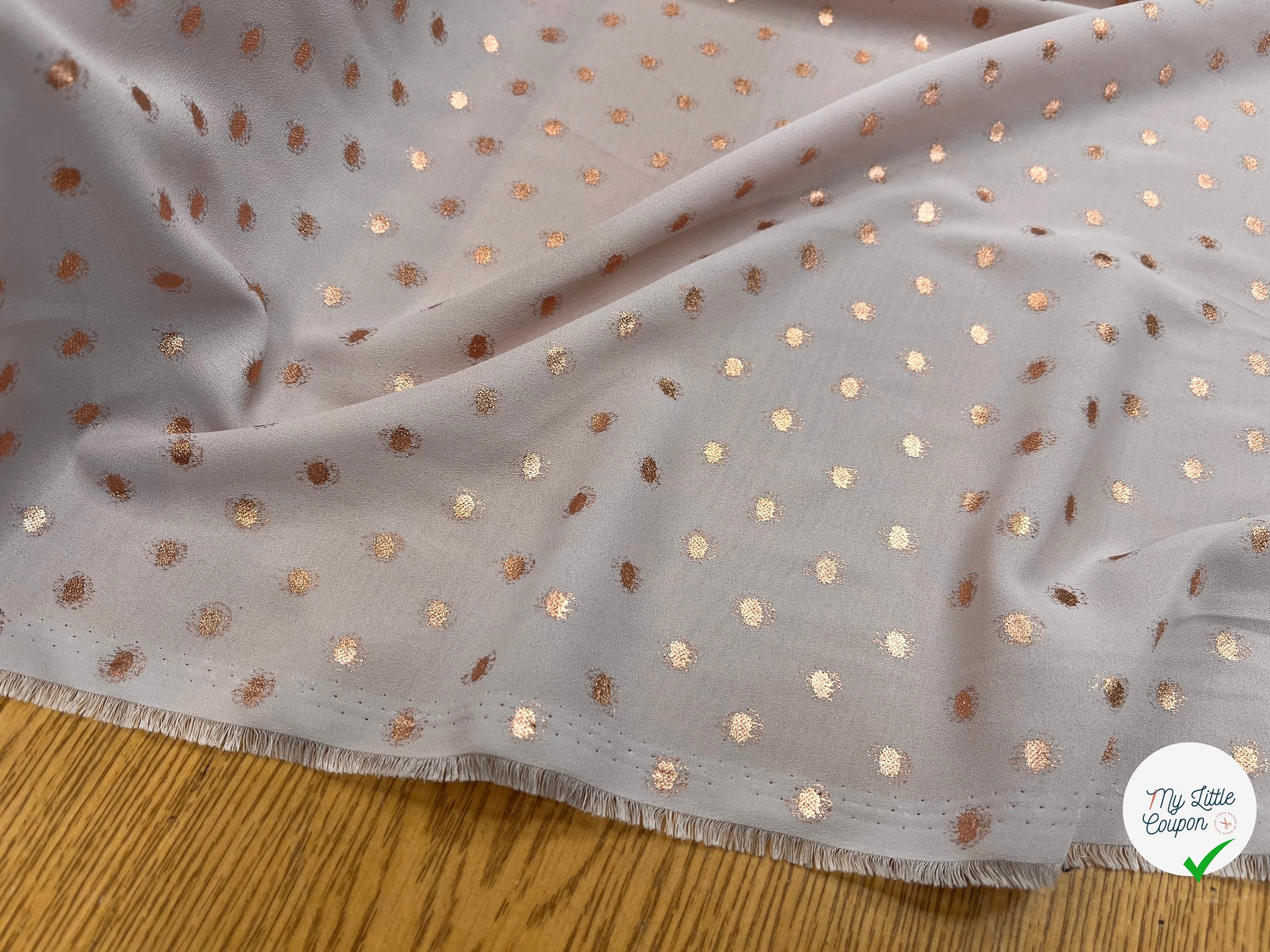 CREPE LUREX ROSE GOLD POIS ARGENTÉ - My Little Coupon