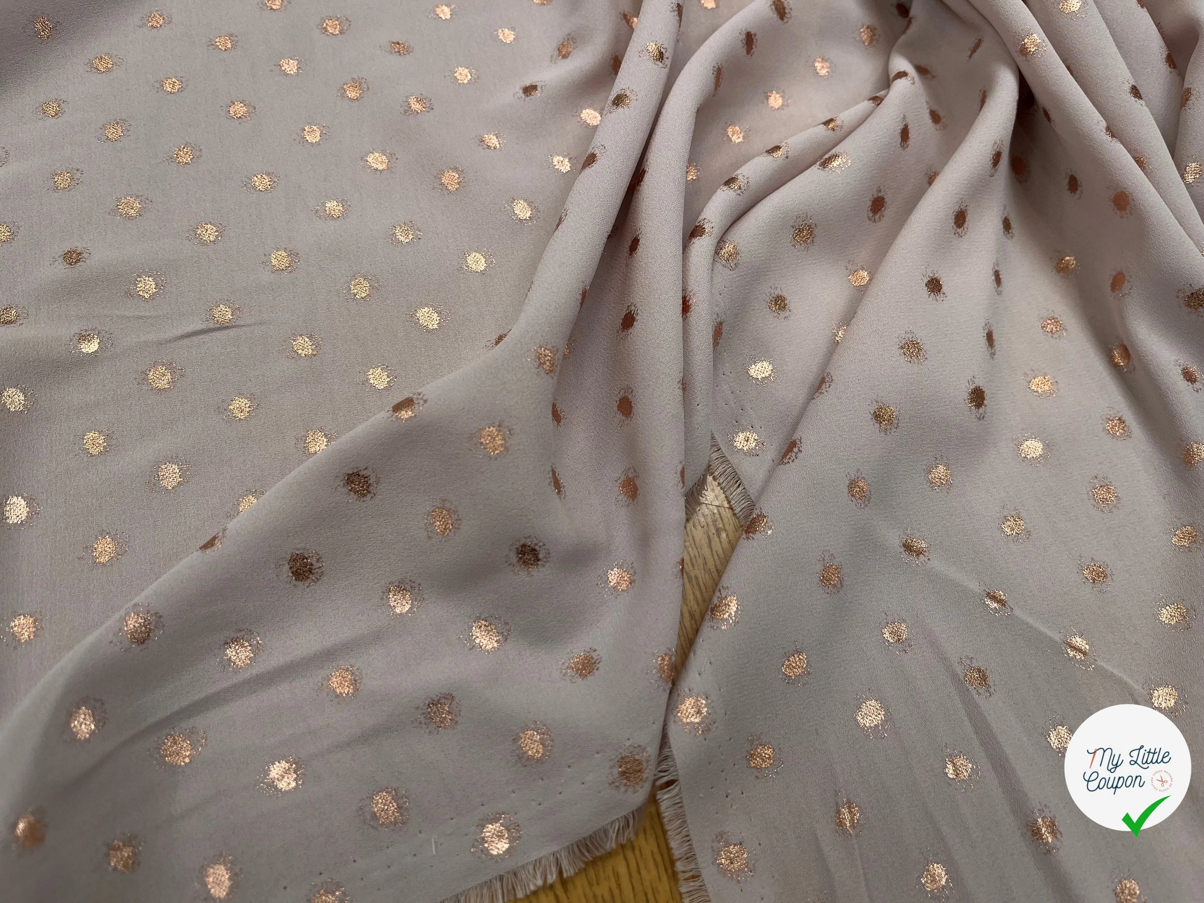 CREPE LUREX ROSE GOLD POIS ARGENTÉ - My Little Coupon
