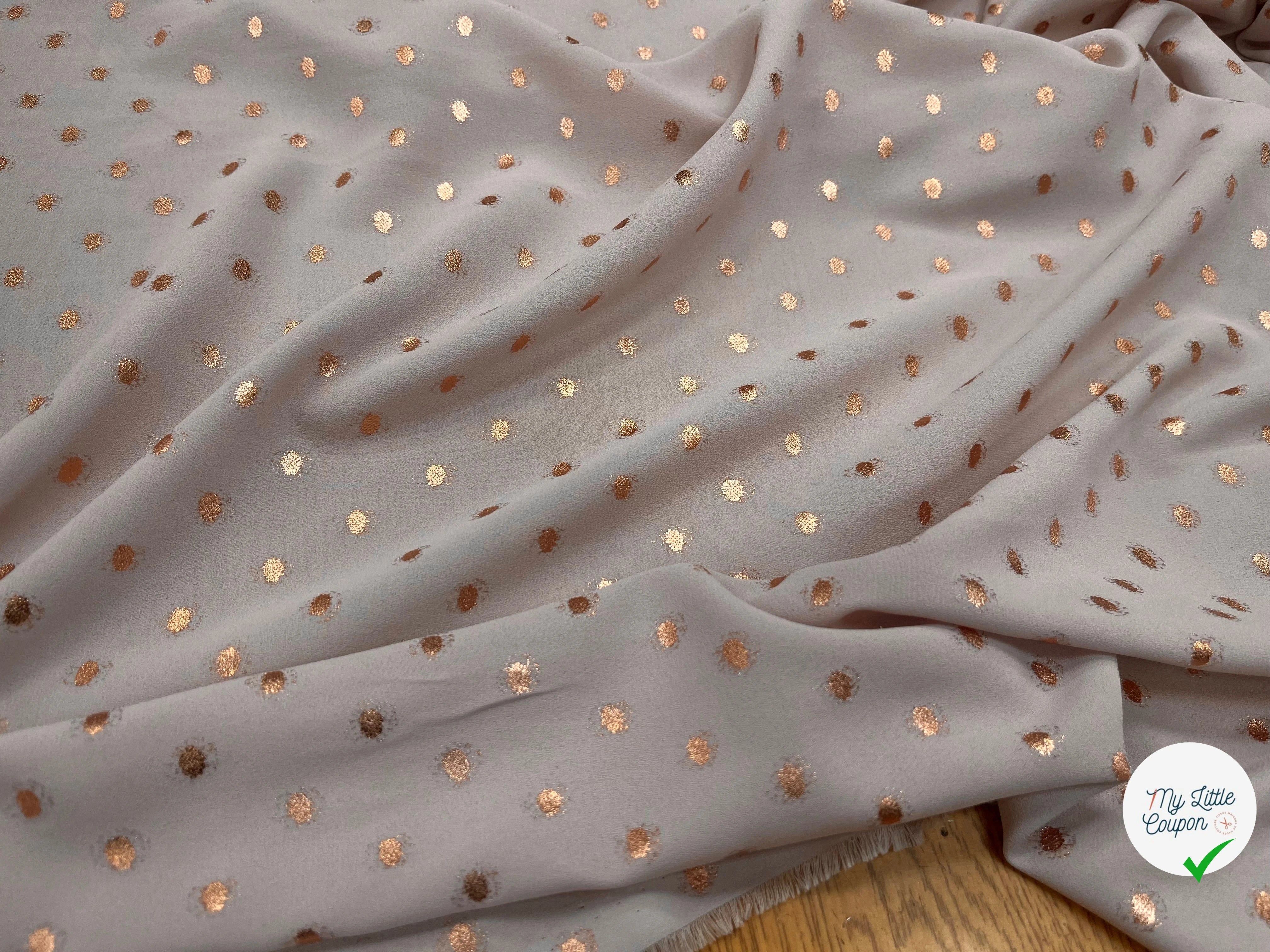 CREPE LUREX ROSE GOLD POIS ARGENTÉ - My Little Coupon