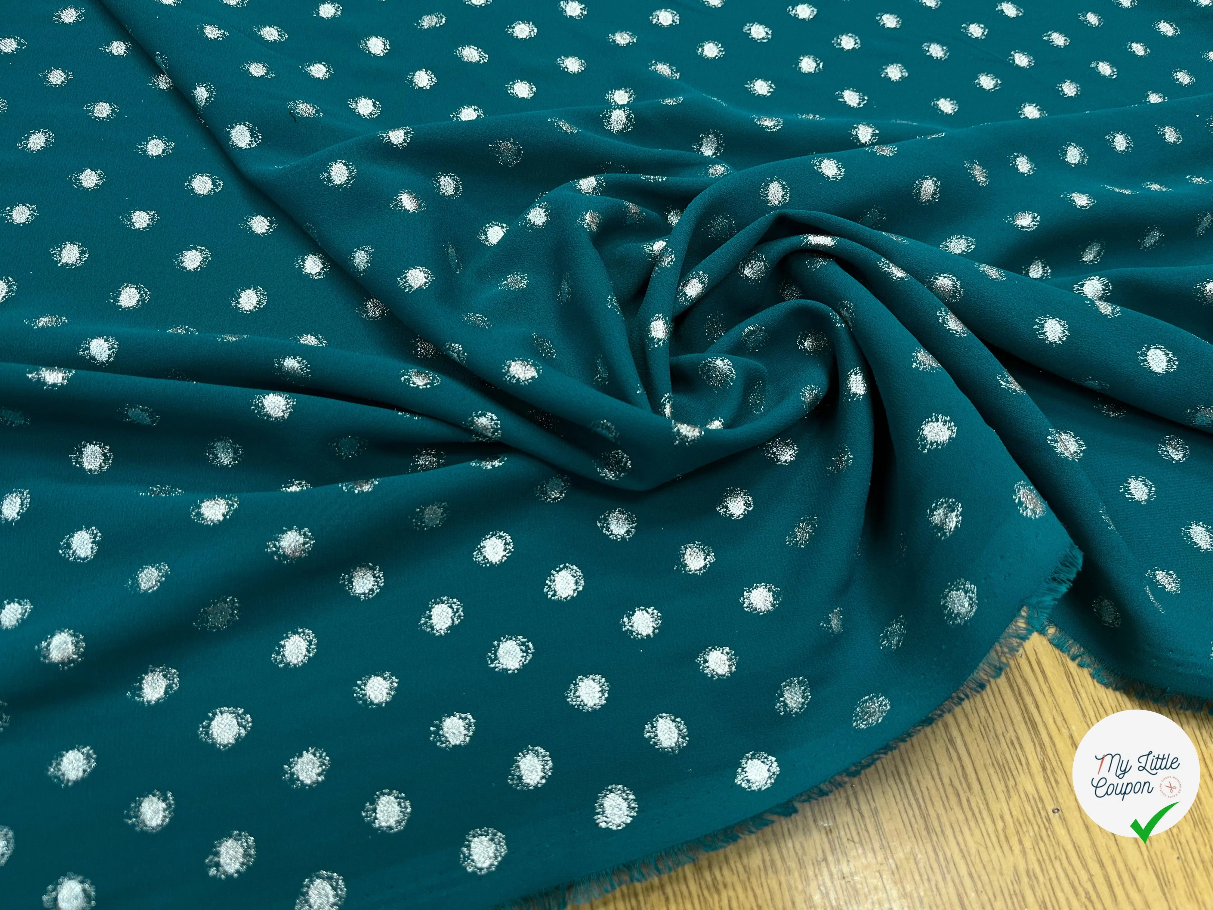 CREPE LUREX VERT CANARD POIS ARGENTÉ - My Little Coupon