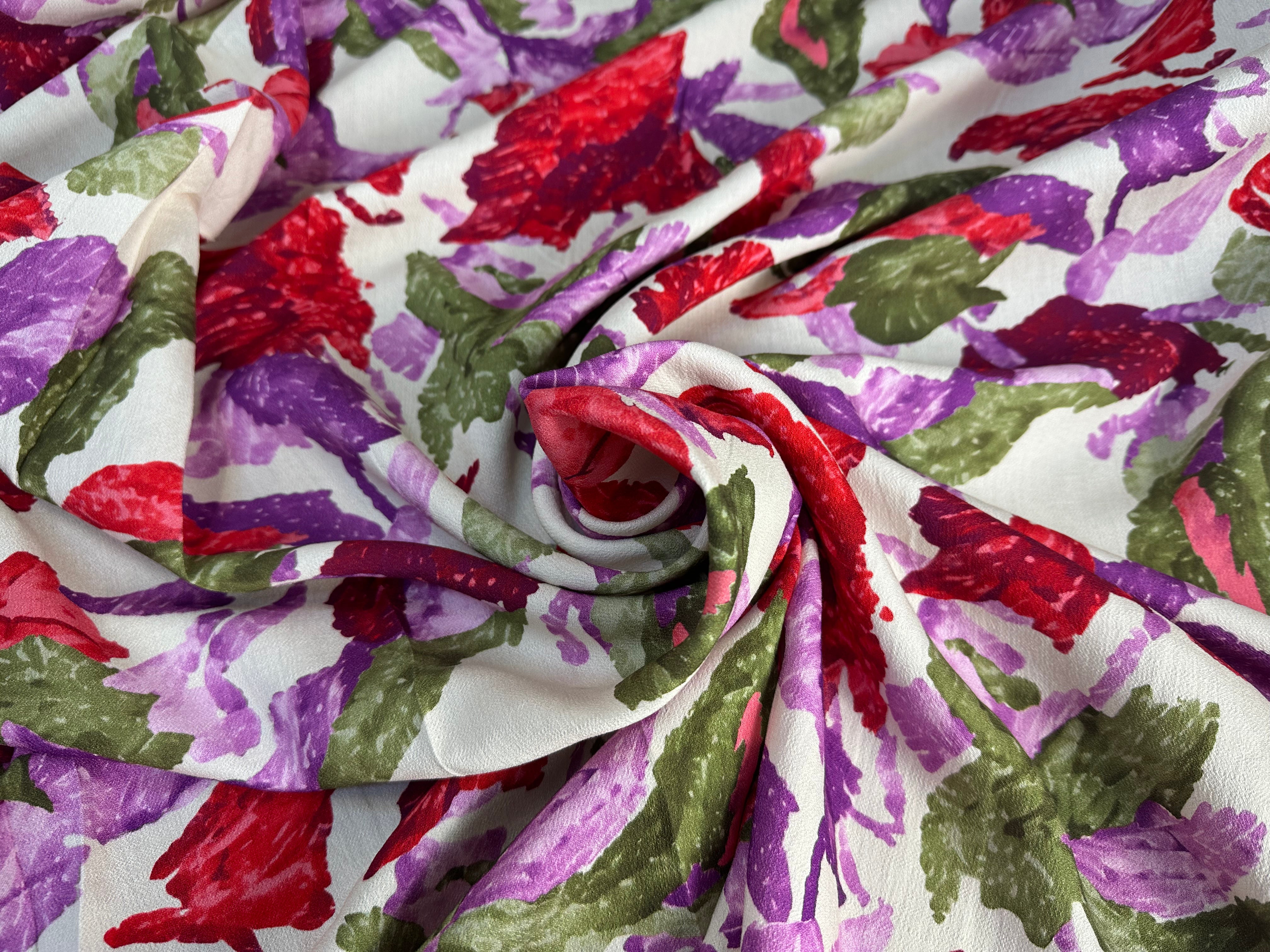 CREPE MAROCAIN BOUQUET DE FLEURS - My Little Coupon
