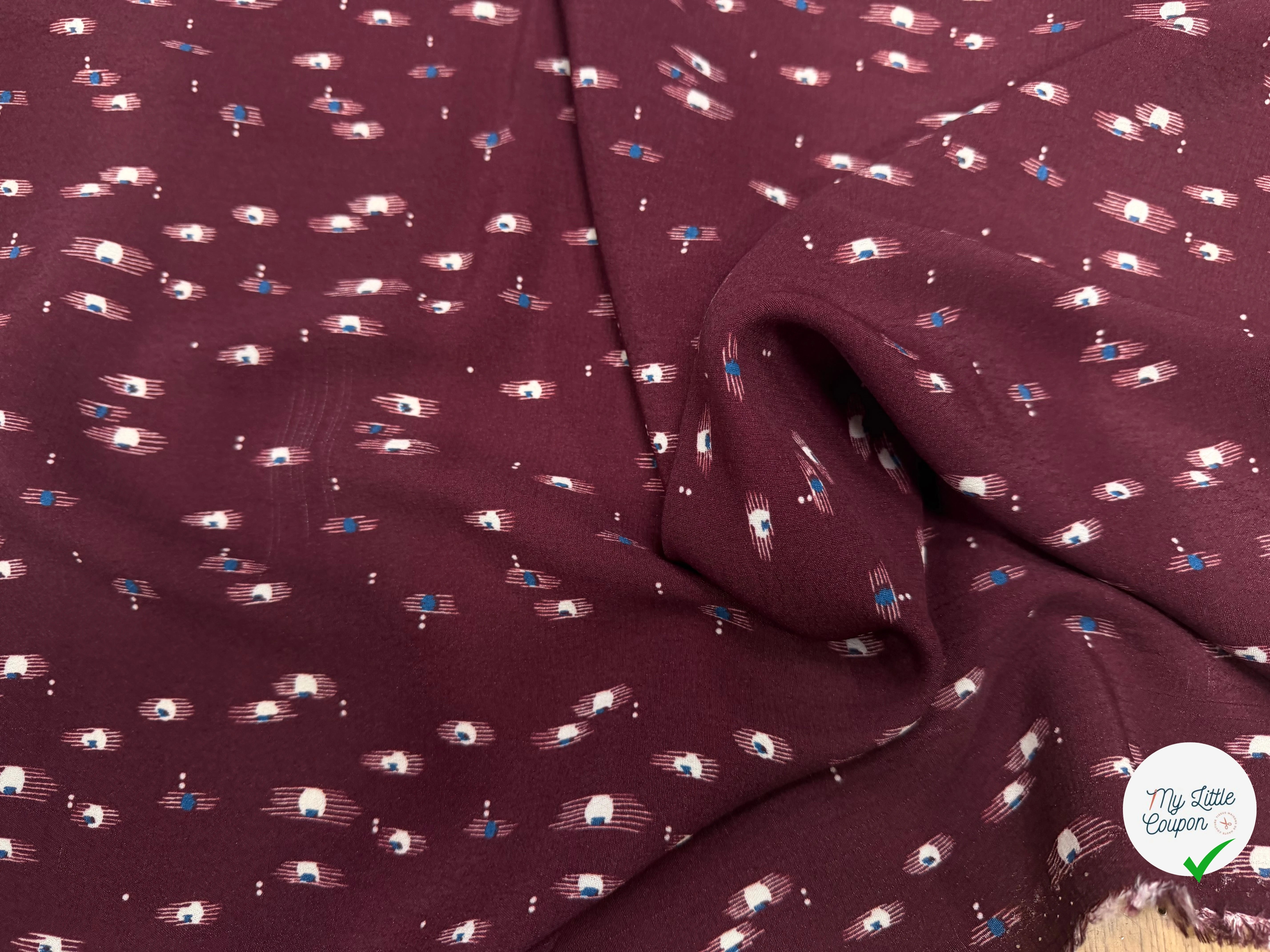CREPE MAROCAINN VISCOSE BOURGUNDY MOTIF 1 - My Little Coupon