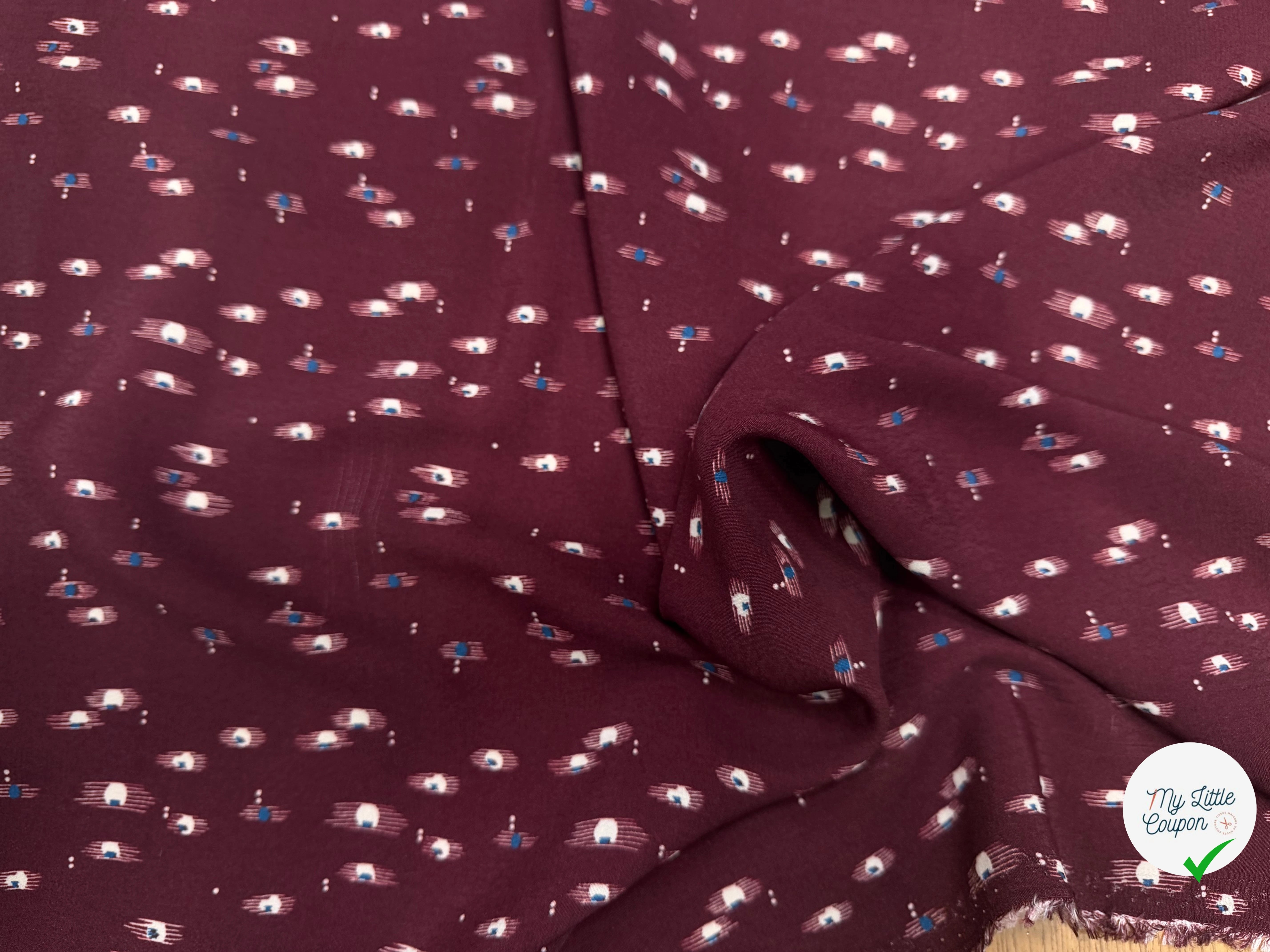 CREPE MAROCAINN VISCOSE BOURGUNDY MOTIF 1 - My Little Coupon