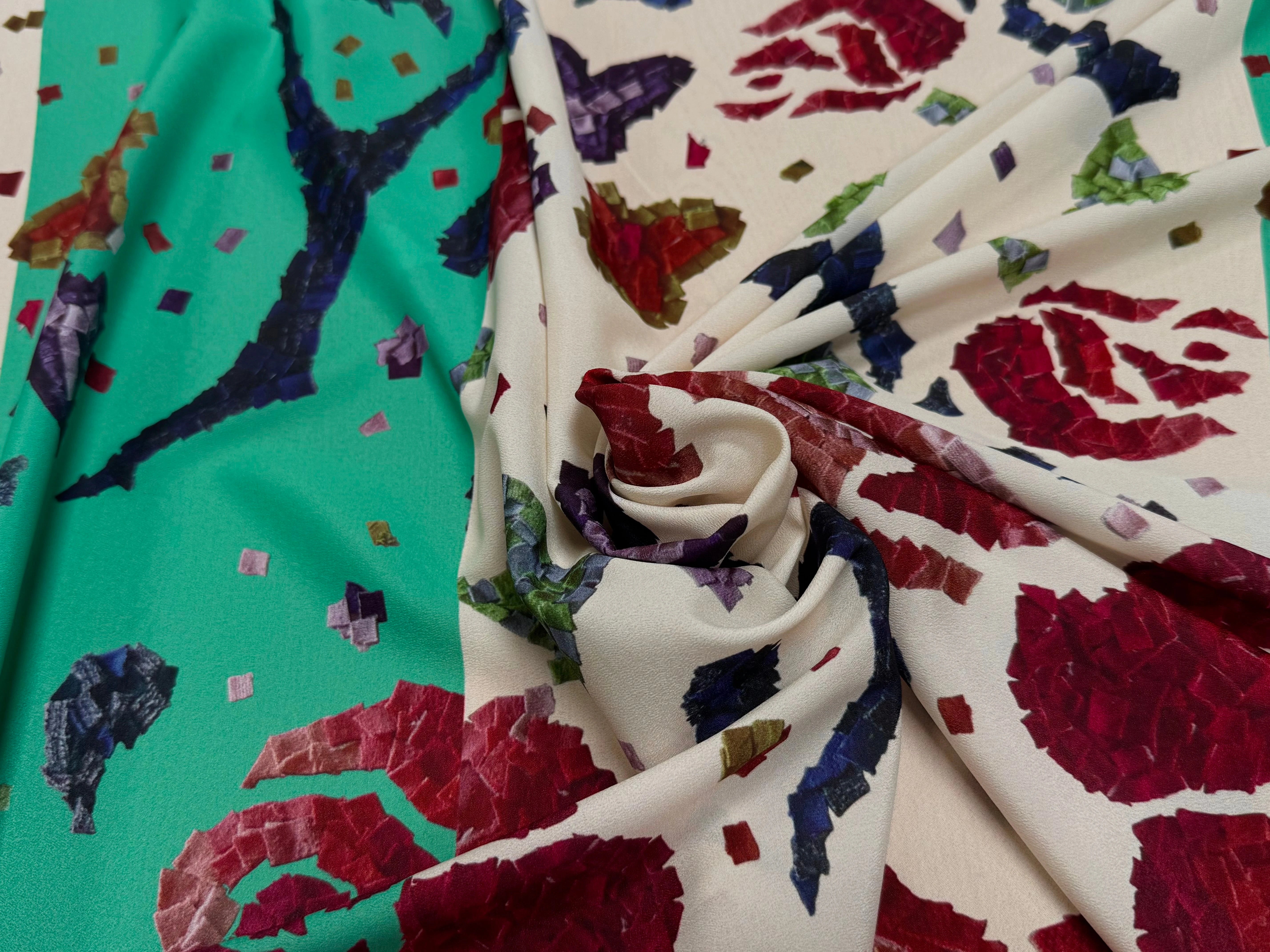 CRÊPE POLYESTER IMPRIMÉ FLORAL GROSSES FLEURS RAPPORT 68 CM CREPE SB GROSSES FLEURS - My Little Coupon