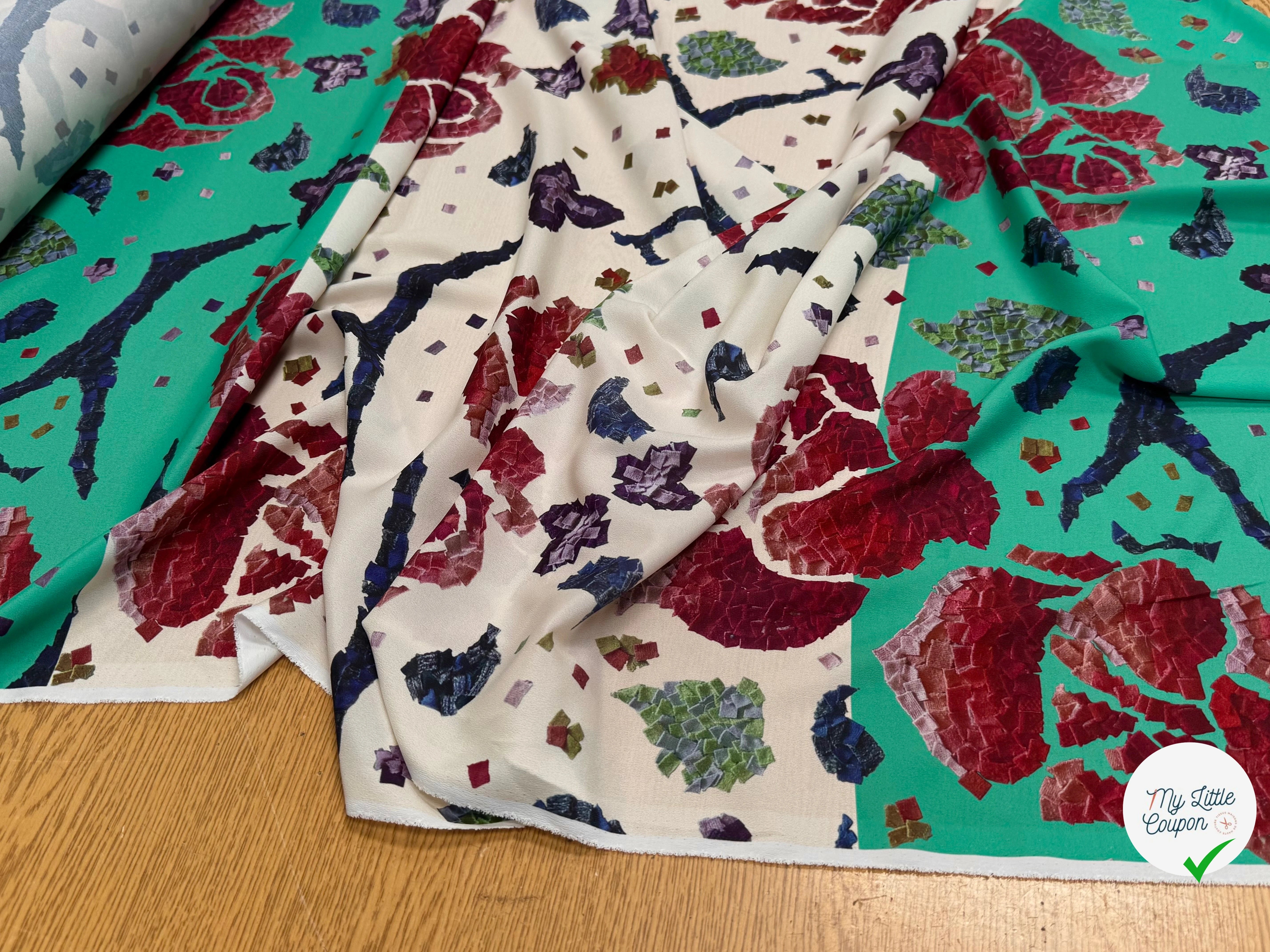 CRÊPE POLYESTER IMPRIMÉ FLORAL GROSSES FLEURS RAPPORT 98 CM CREPE SB GROSSES FLEURS - My Little Coupon