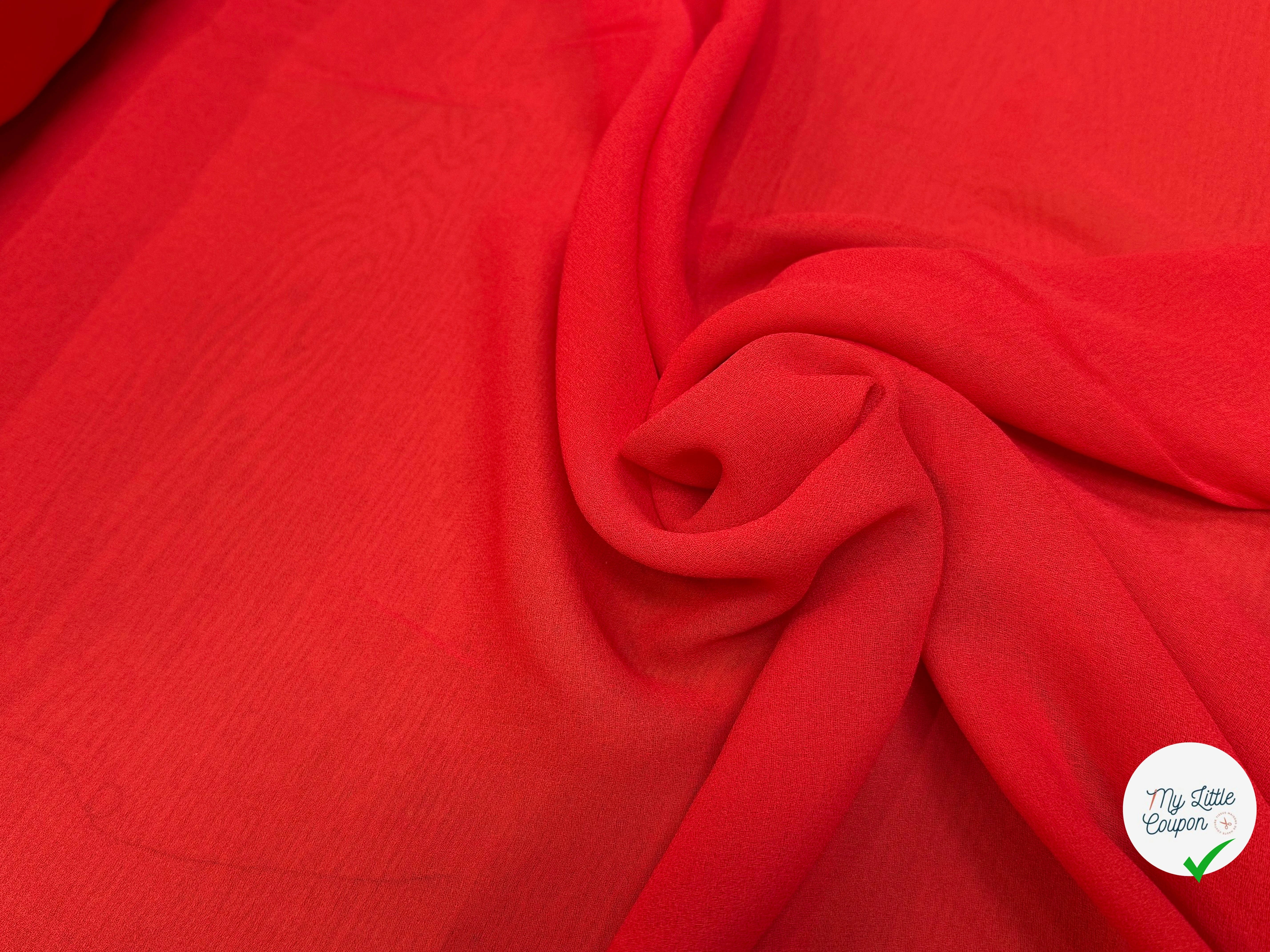 CRÊPE ROUGE VIF ORANGÉ 100% VISCOSE - My Little Coupon
