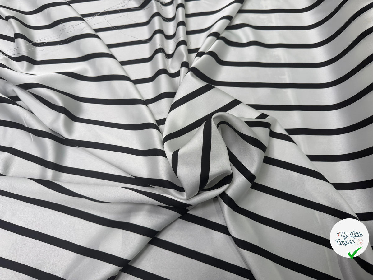 CRÊPE SATIN BLANC À RAYURES NOIRES SUPERBE TENUE - My Little Coupon
