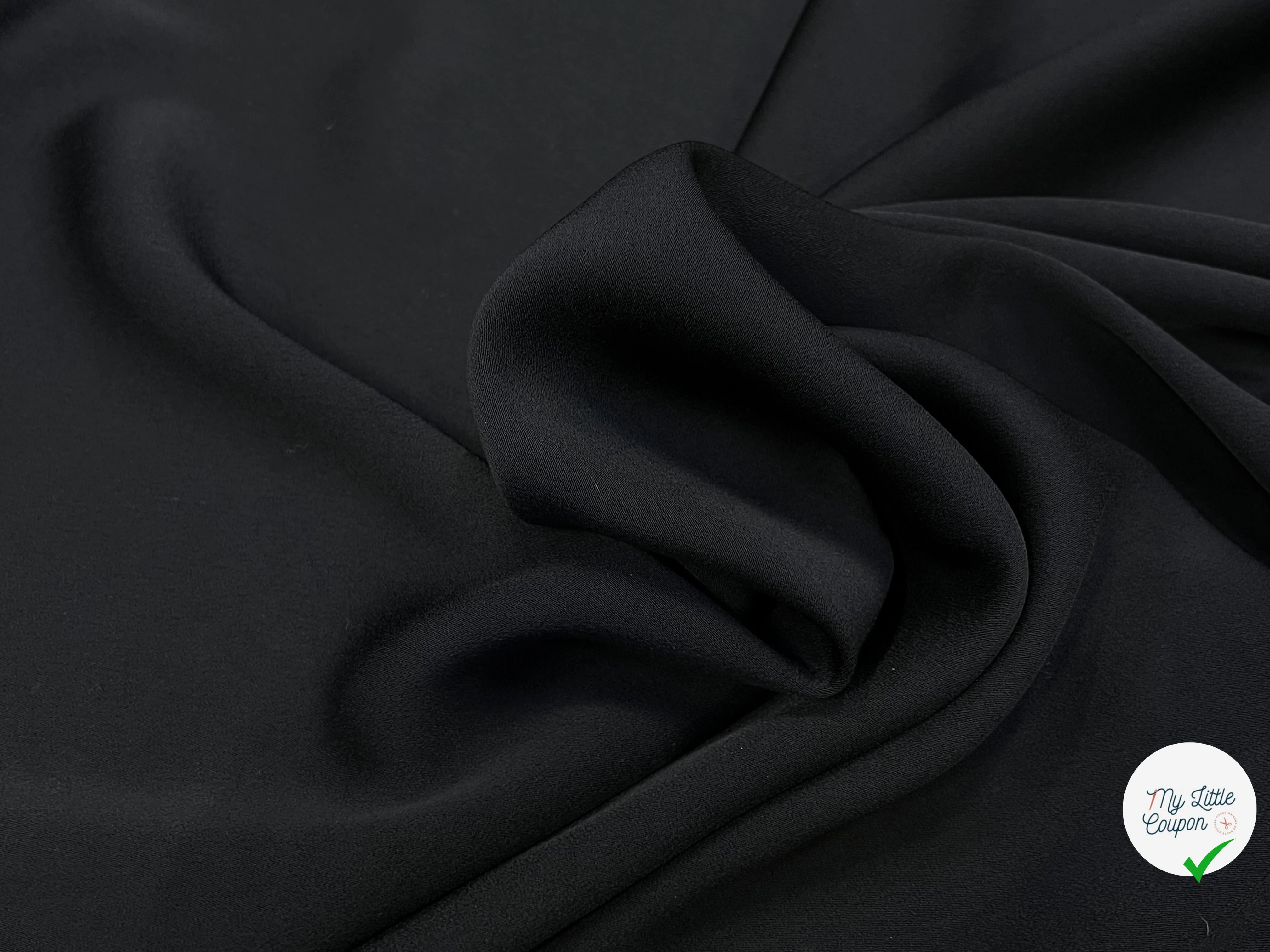 CREPE SATINÉ LOURD FLUIDE NOIR 140CM - My Little Coupon