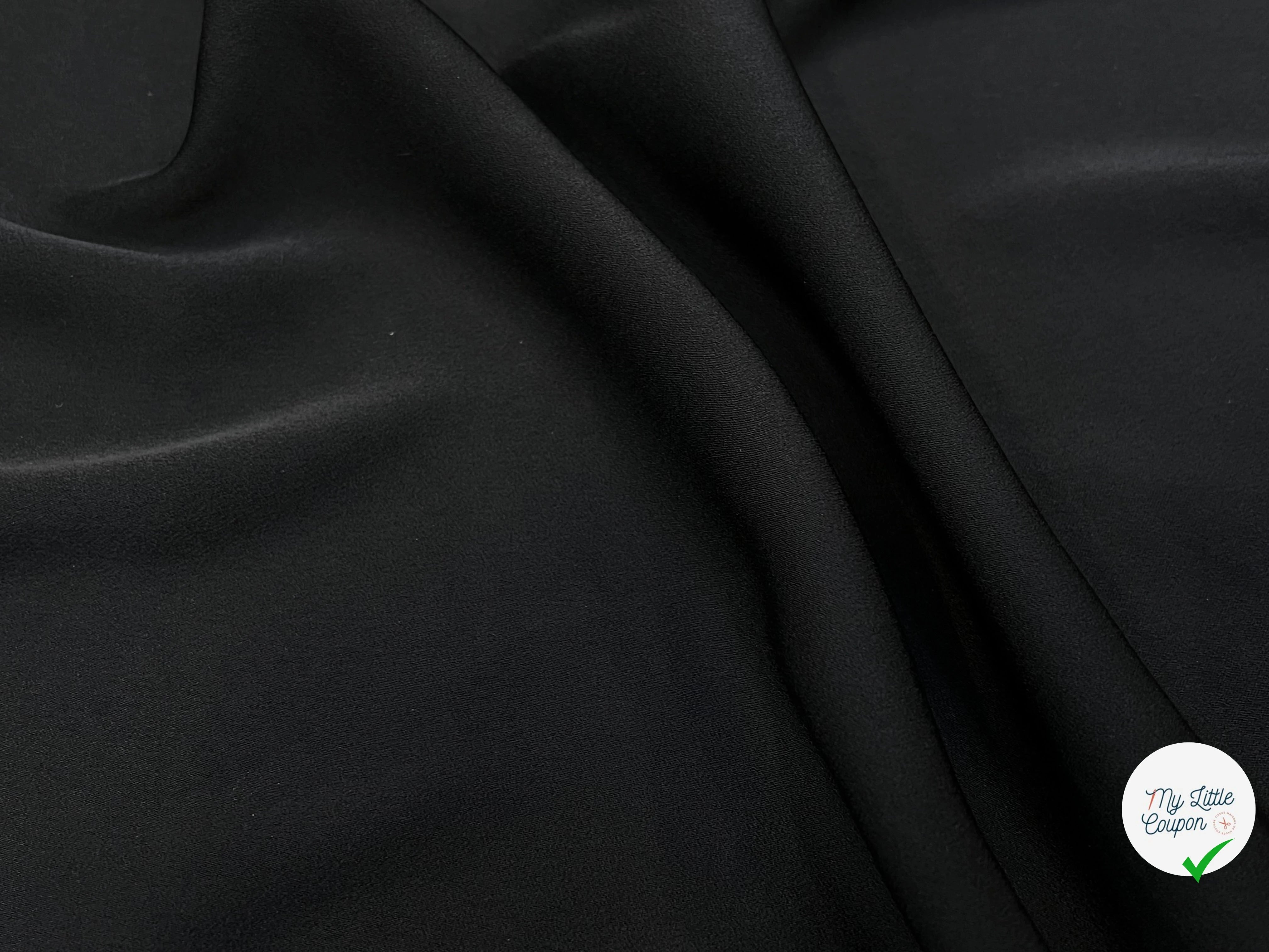 CREPE SATINÉ LOURD FLUIDE NOIR 140CM - My Little Coupon