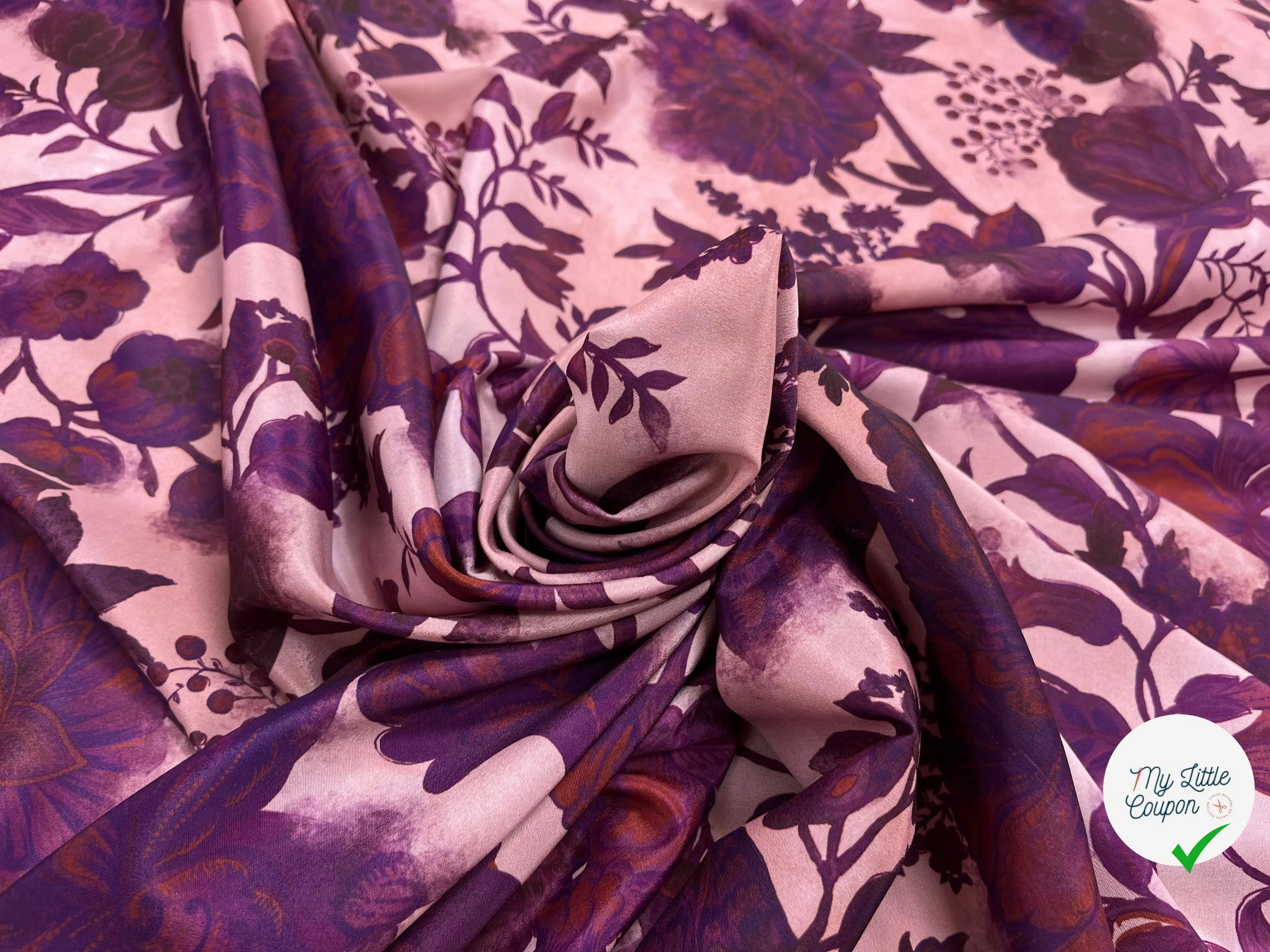 CRÊPE SATINÉ POLYESTER ROSE&VIOLET - My Little Coupon
