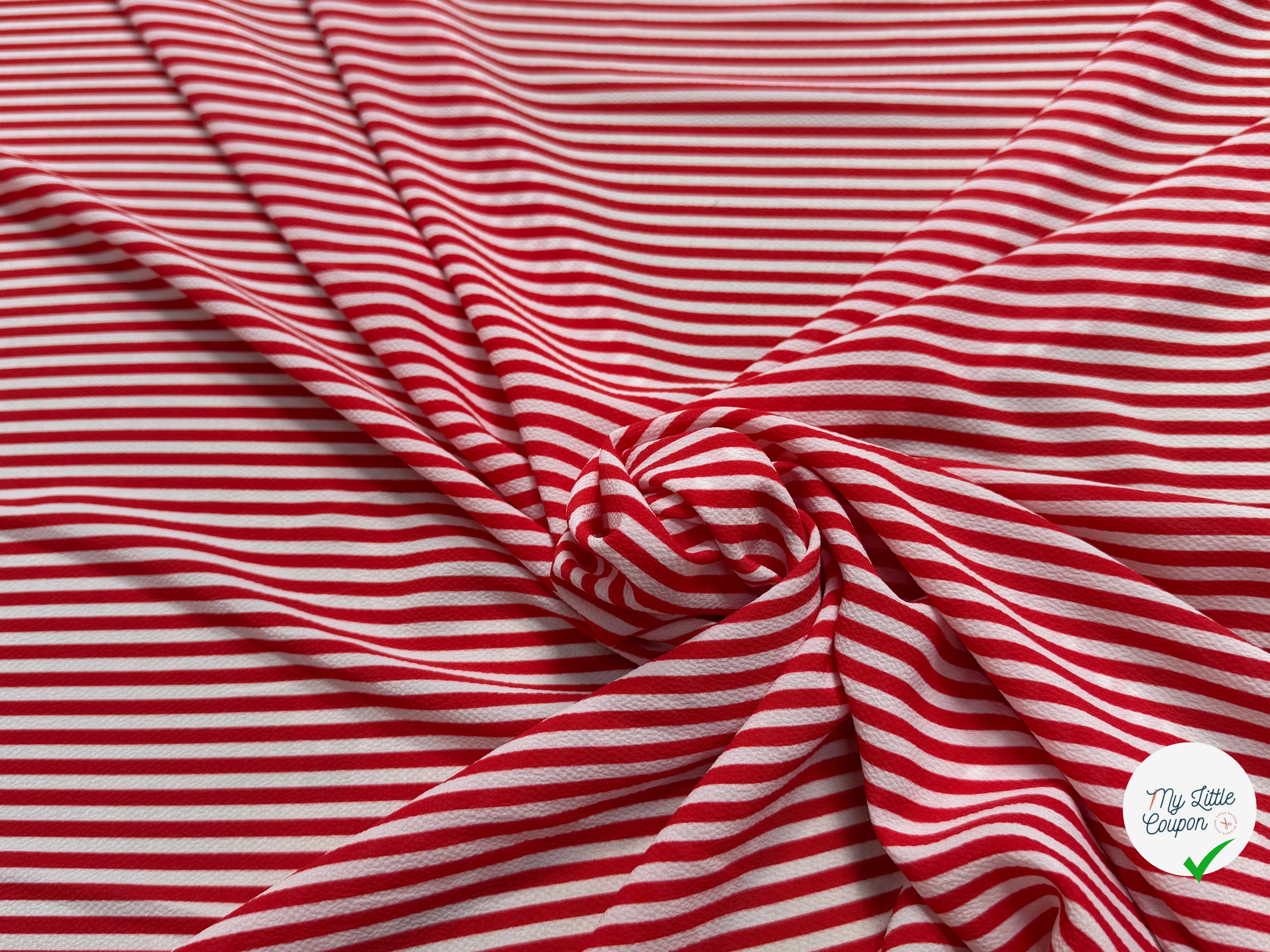 CREPE SEMI-GAUFFRÉ RAYURES ROUGE - My Little Coupon
