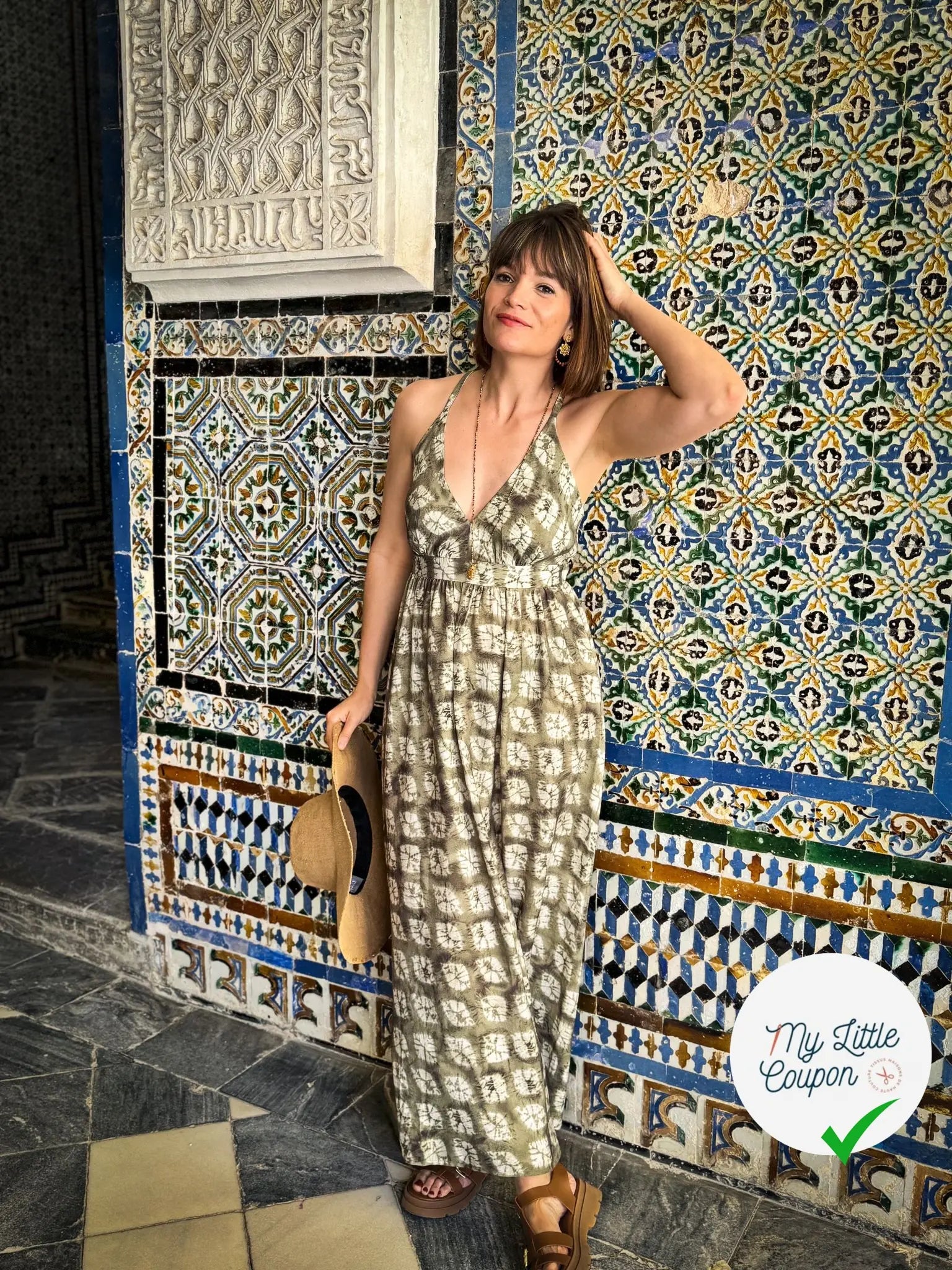 CREPE SHIBORI FOND VERT SUPERBE TENUE - My Little Coupon