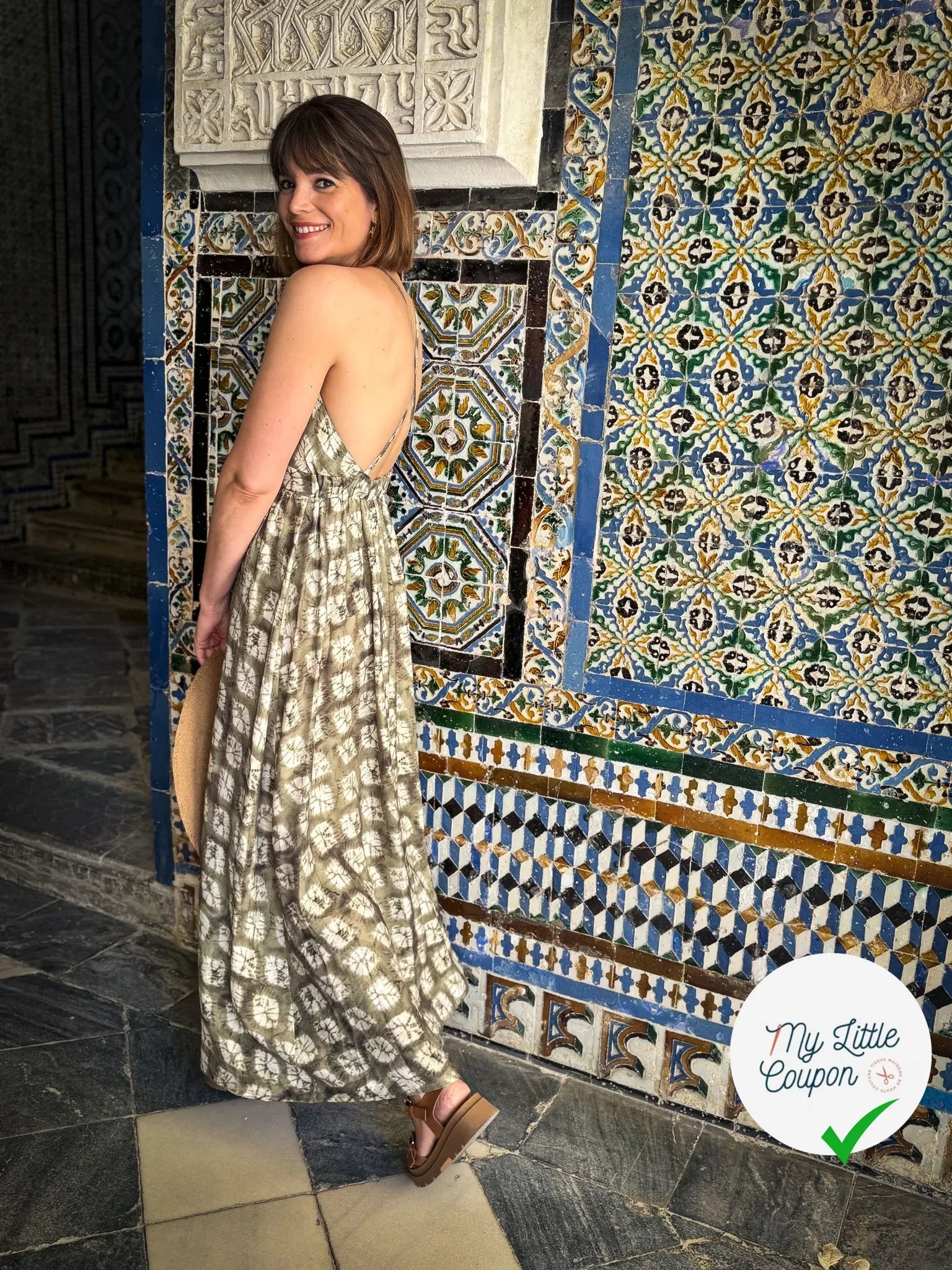 CREPE SHIBORI FOND VERT SUPERBE TENUE - My Little Coupon