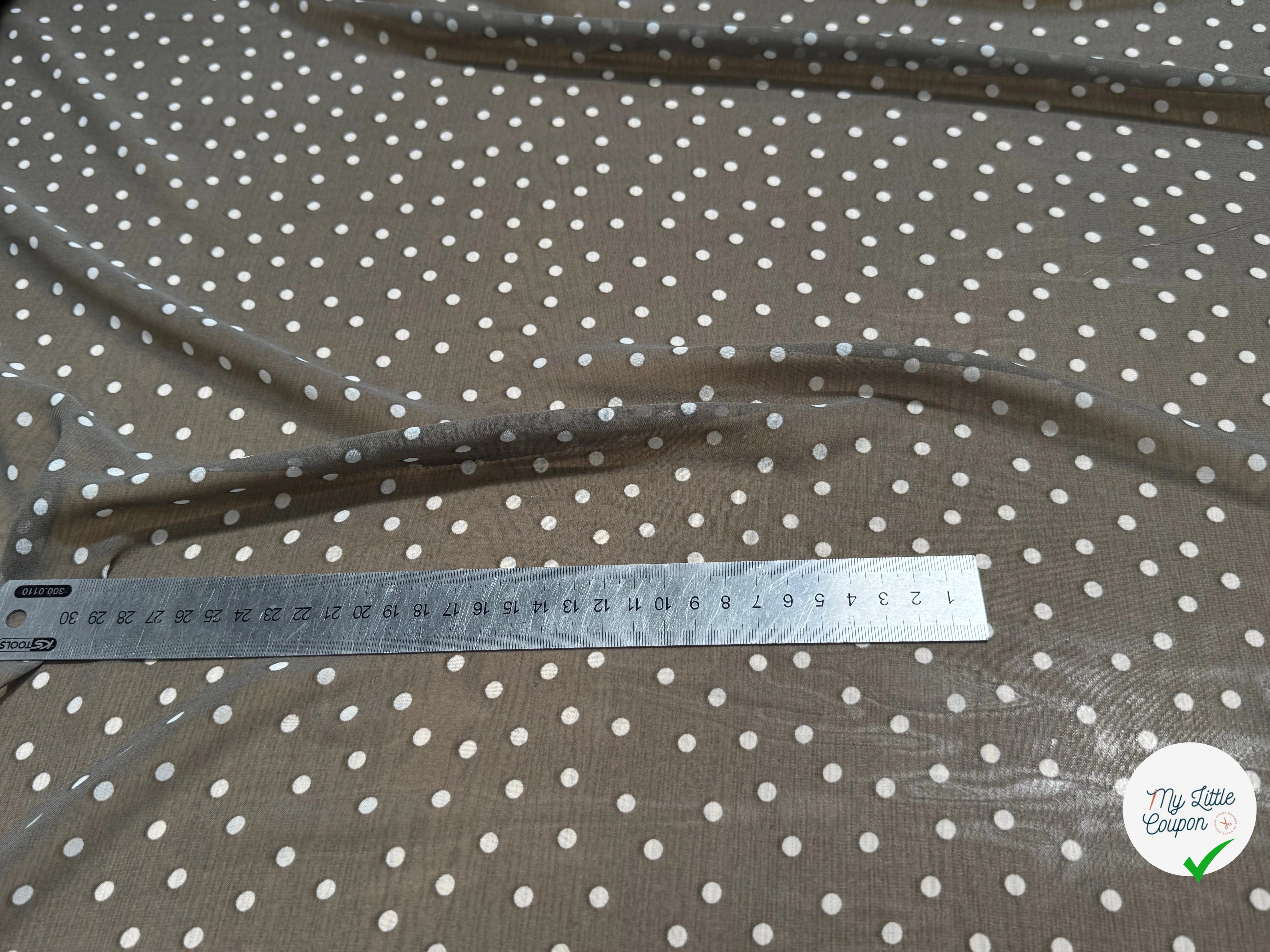 CREPE ULTRA FIN FOND GRIS FONCÉ POIS BLANC - My Little Coupon