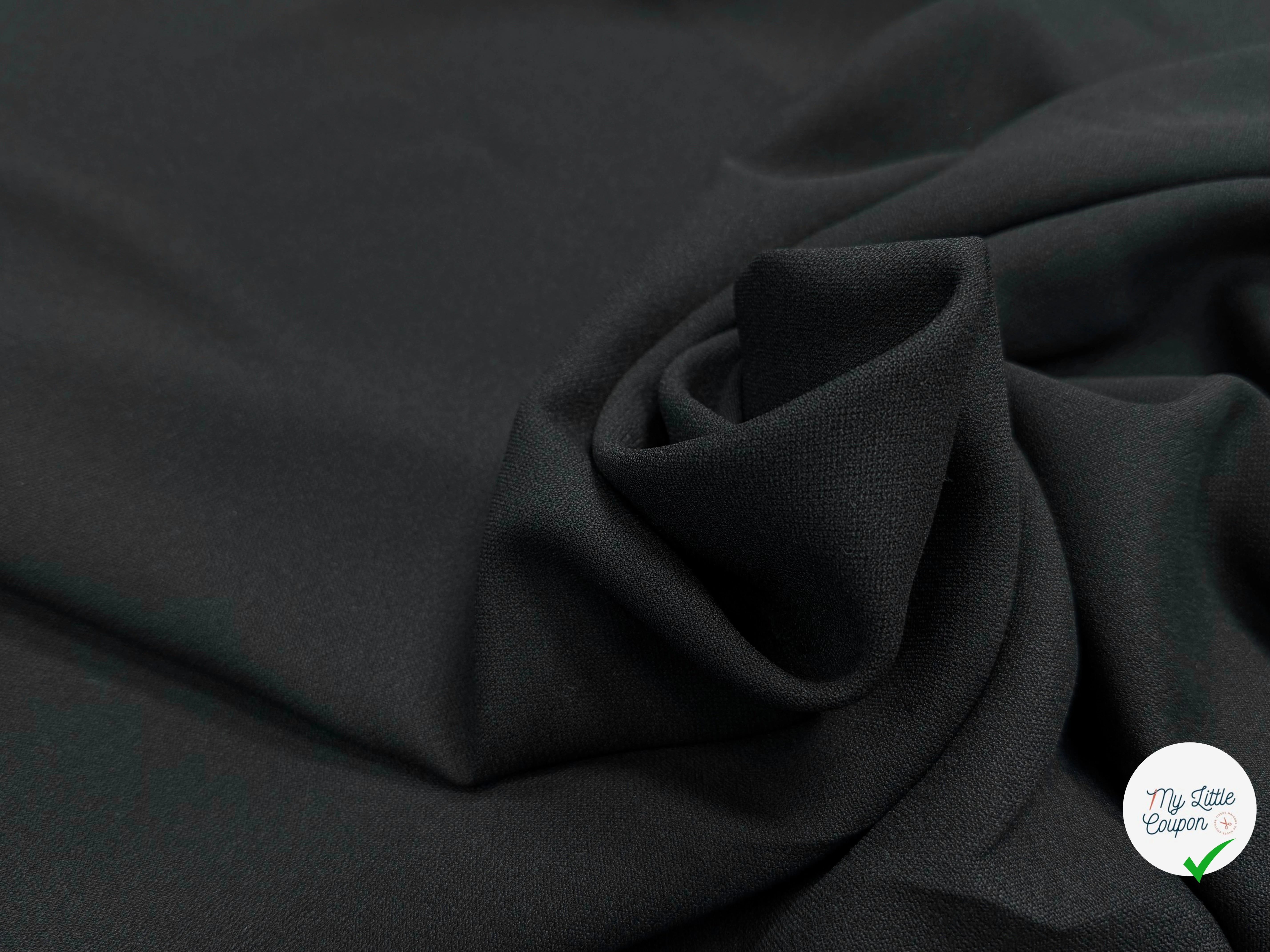 CREPE VISCOSE ACETATE STRETCH SÉMI-LOURD NOIR 50% VISCOSE 4% ÉLASTHANNE - My Little Coupon