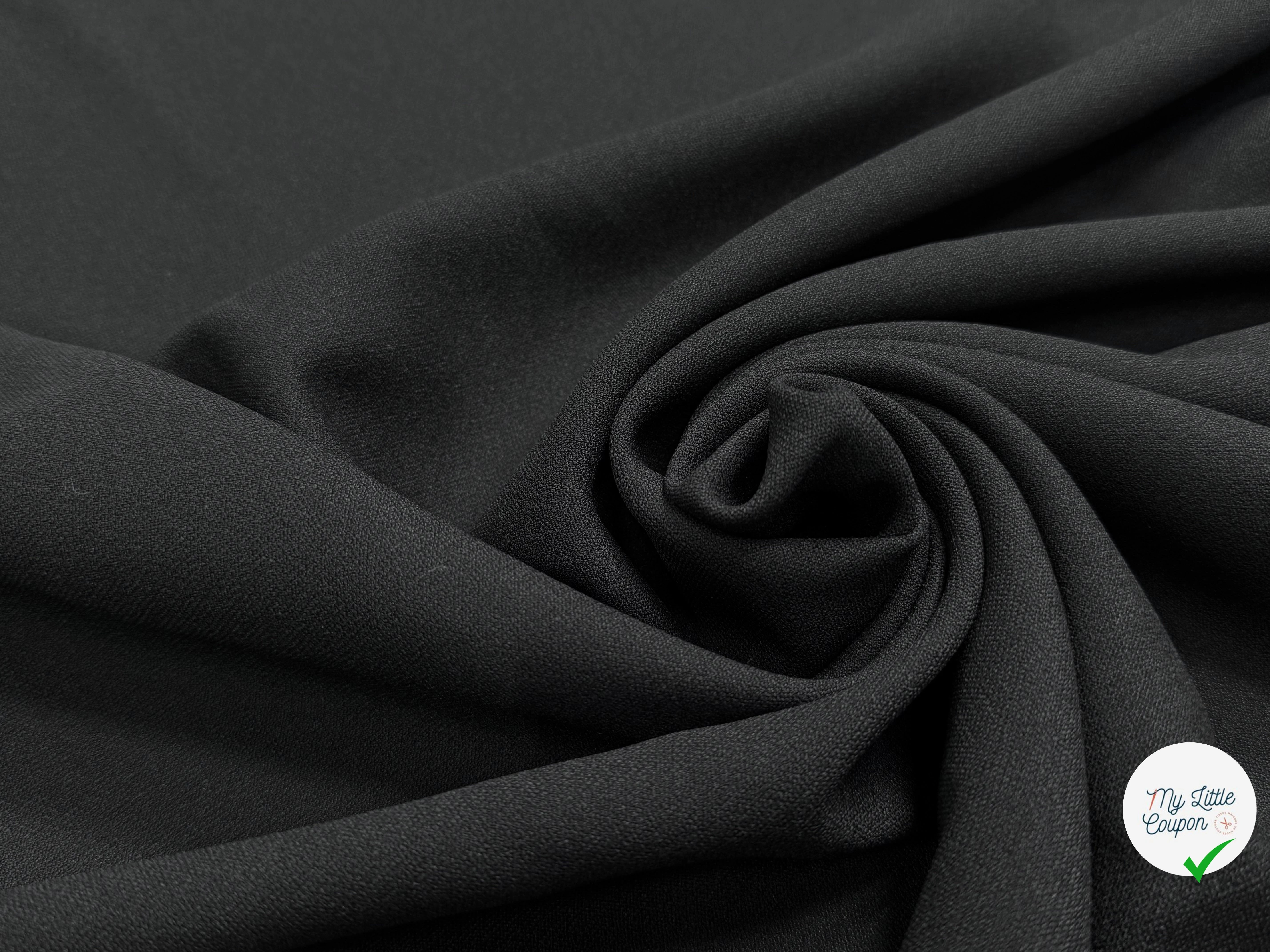CREPE VISCOSE ACETATE STRETCH SÉMI-LOURD NOIR 50% VISCOSE 4% ÉLASTHANNE - My Little Coupon