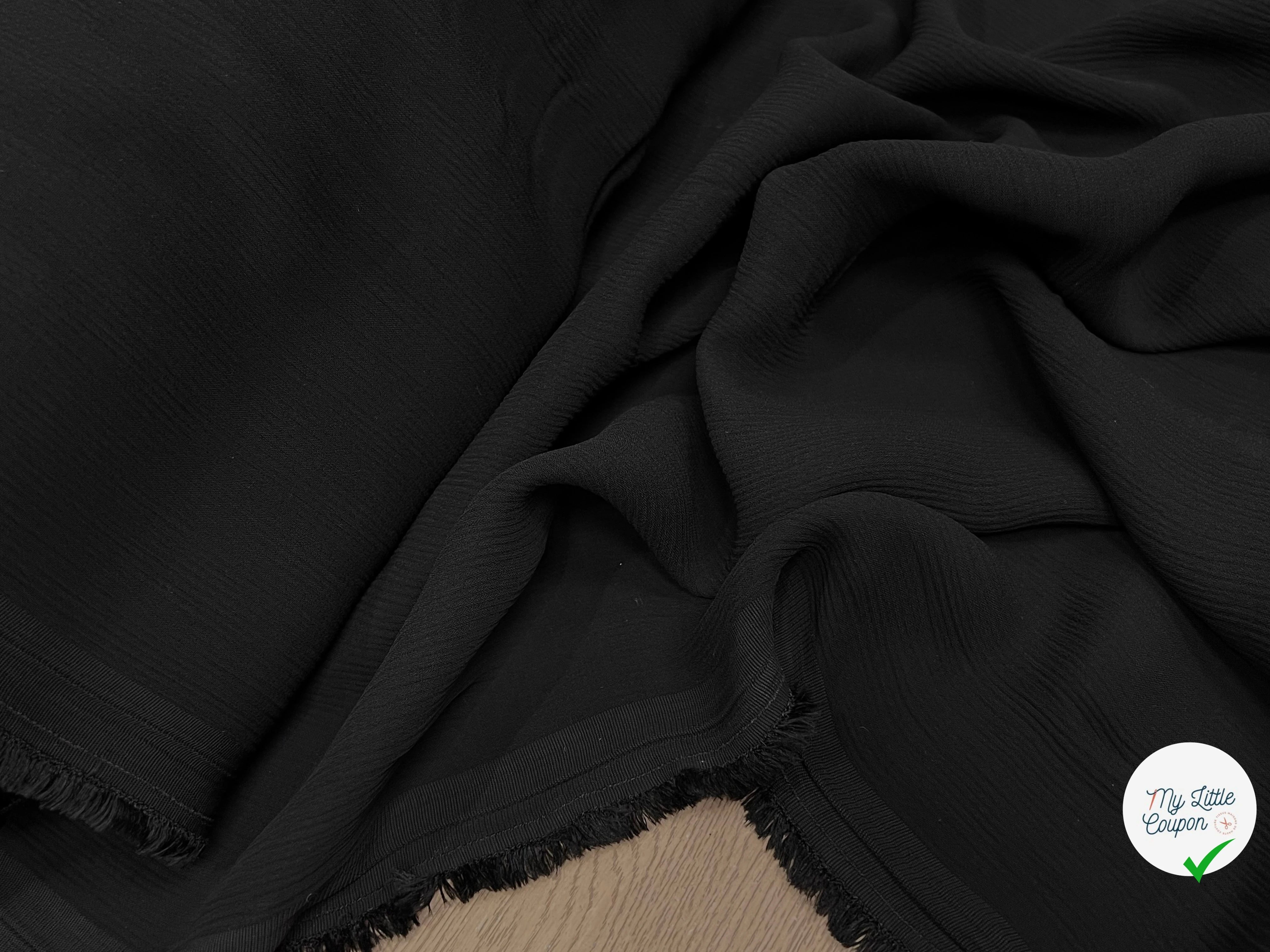 CREPE VISCOSE CHIC TOMBÉ FAÇON PLISSÉE NOIR 100% VISCOSE - My Little Coupon