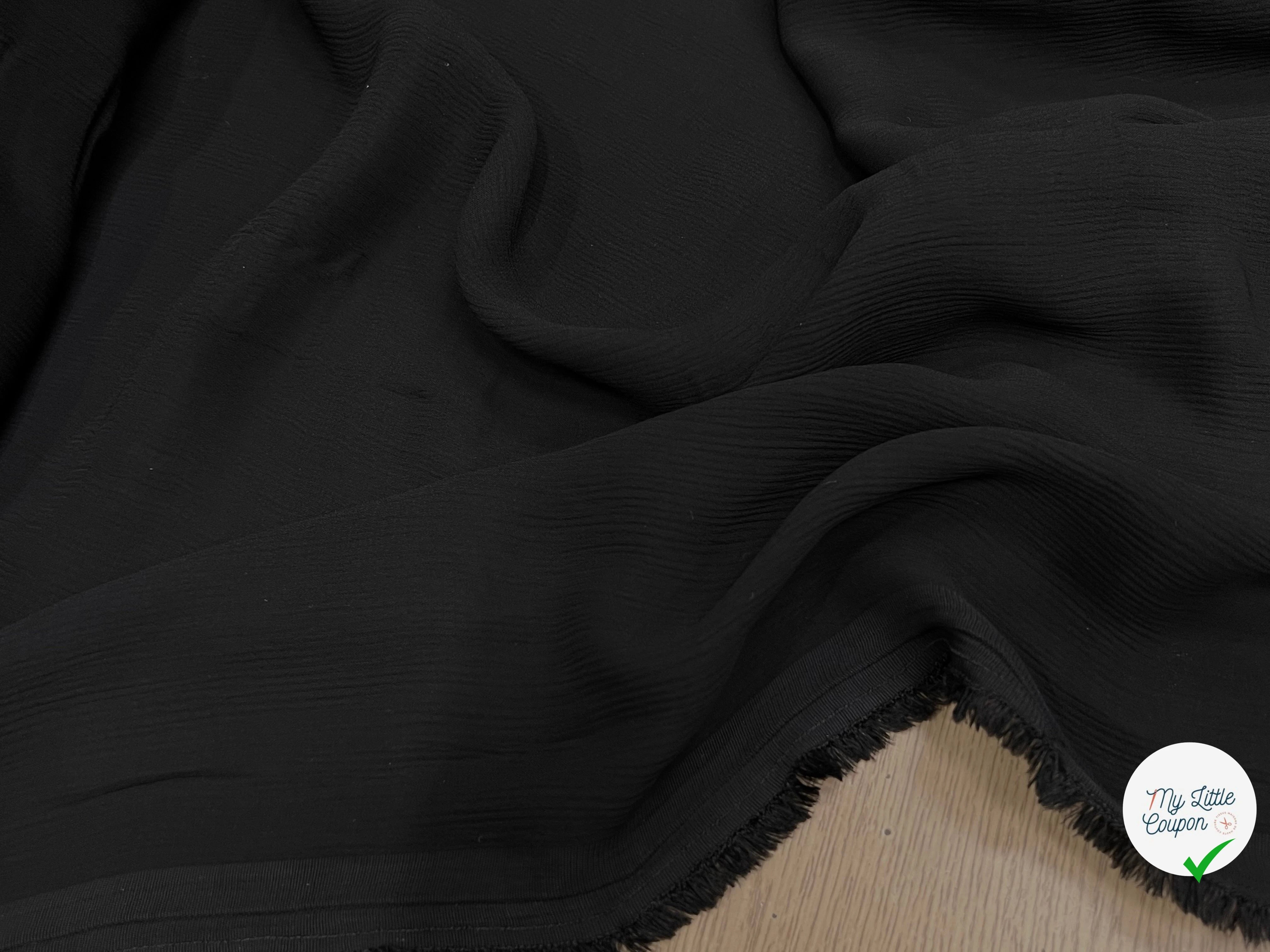 CREPE VISCOSE CHIC TOMBÉ FAÇON PLISSÉE NOIR 100% VISCOSE - My Little Coupon