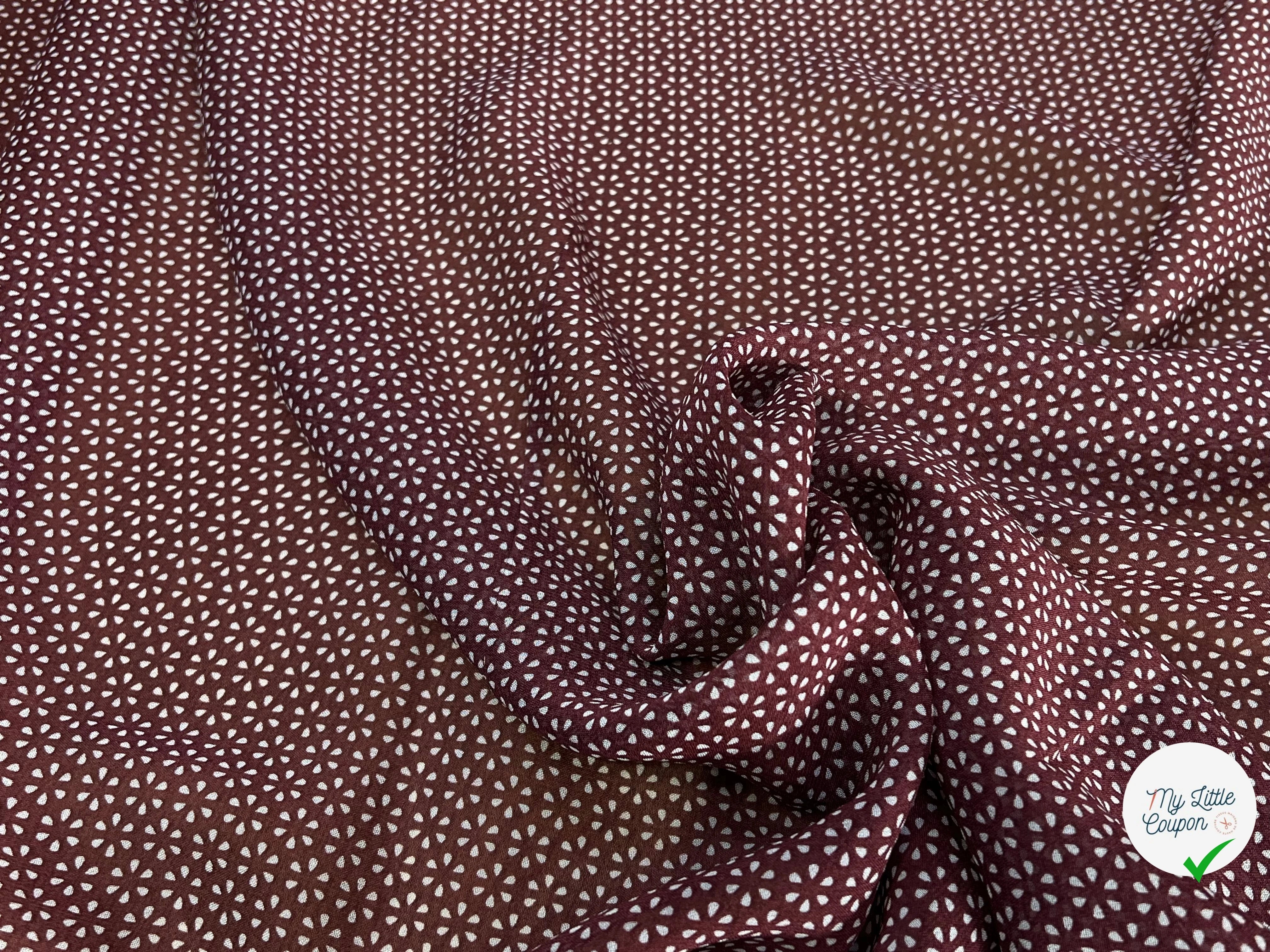 CREPE VISCOSE FEUILLAGE BOURGUNDY - My Little Coupon