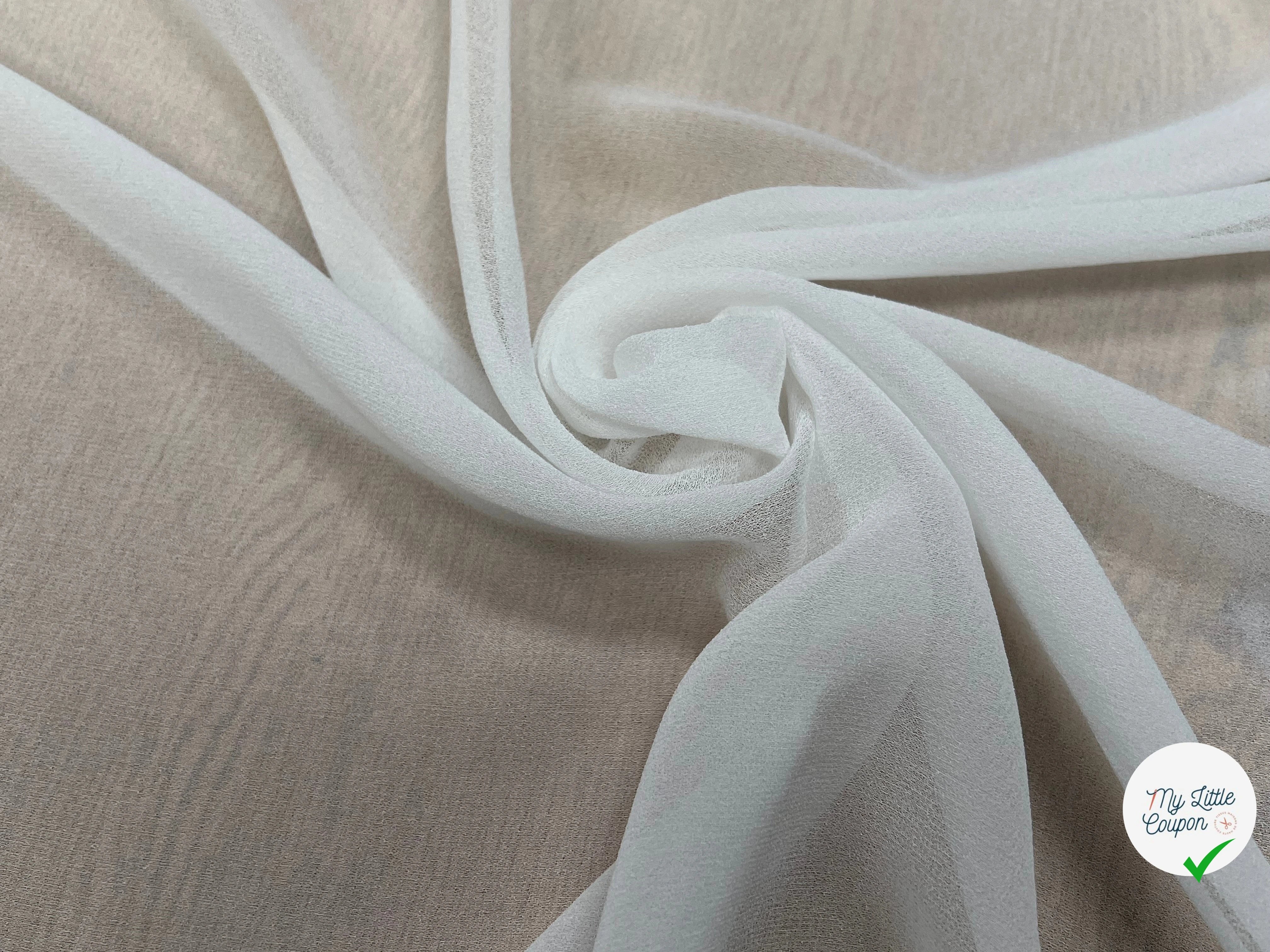 CREPE VISCOSE FLUIDE AVEC 20% SOIE BLANC LÉGÈREMENT CASSÉ - My Little Coupon