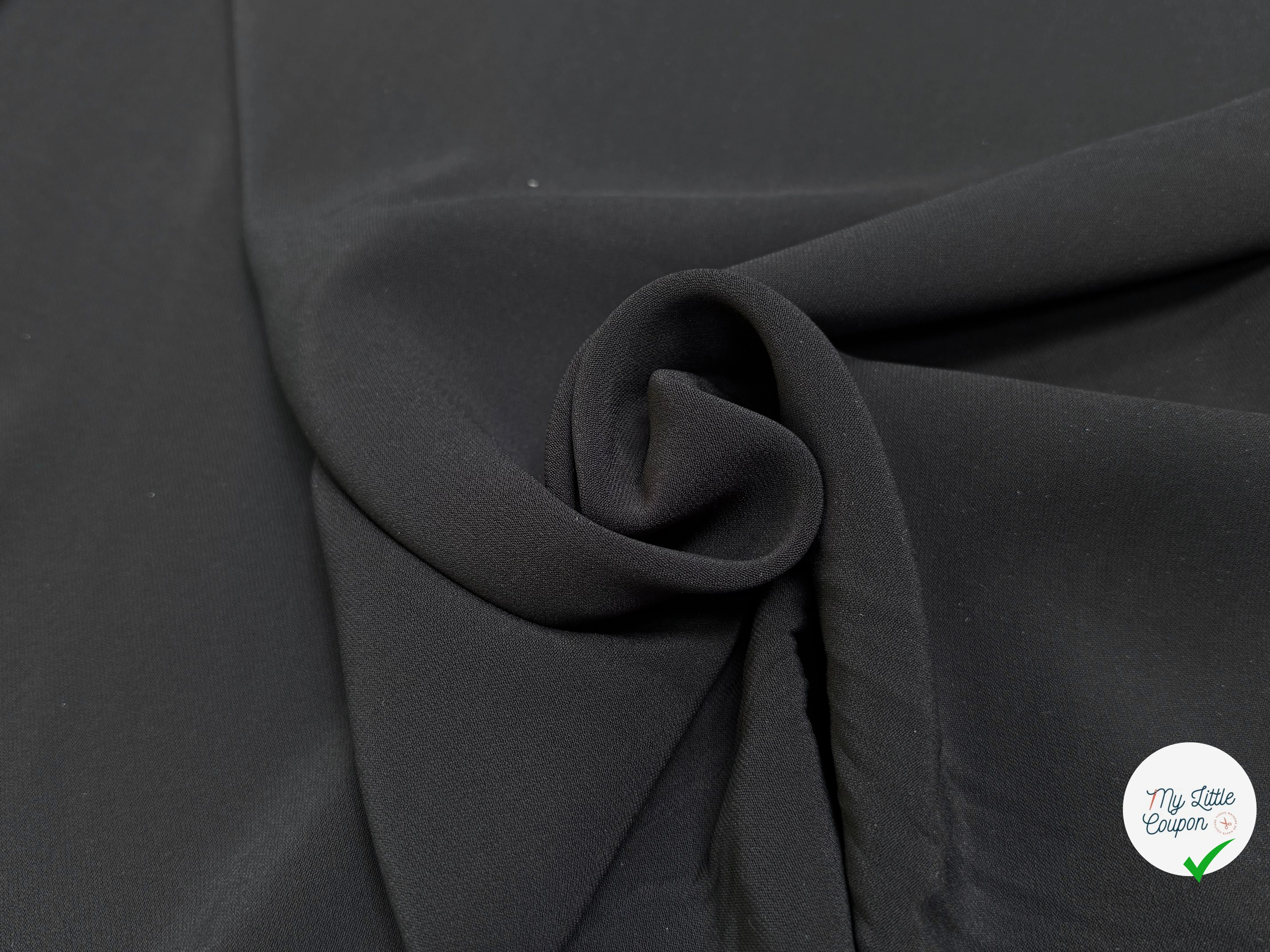 CREPE VISCOSE LOURD TRÈS BEAU TOMBÉ NOIR TRÈS LÉGÈREMENT SATINÉ - My Little Coupon