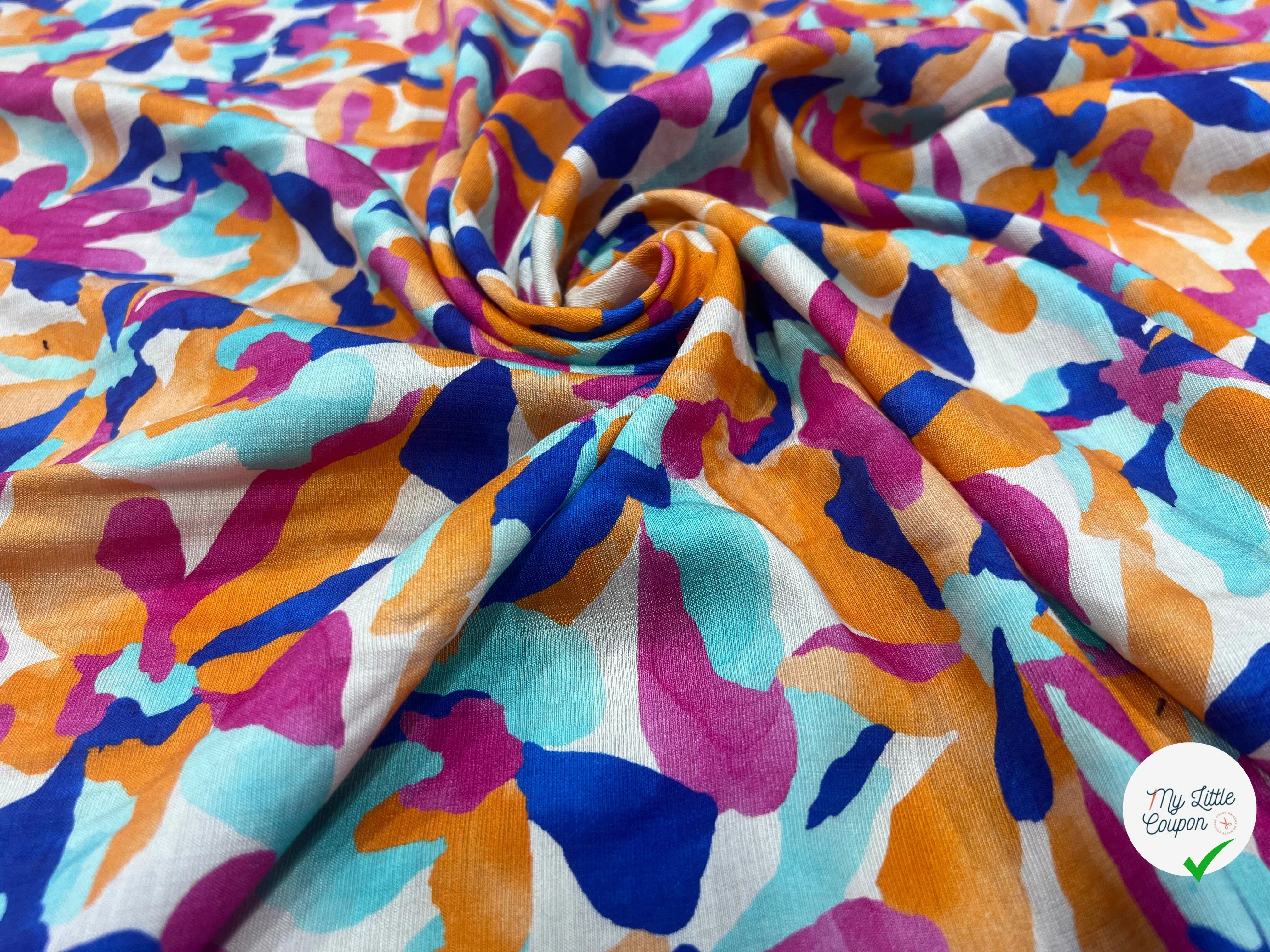 CREPE VISCOSE MELANGÉE ORANGE ROSE - My Little Coupon