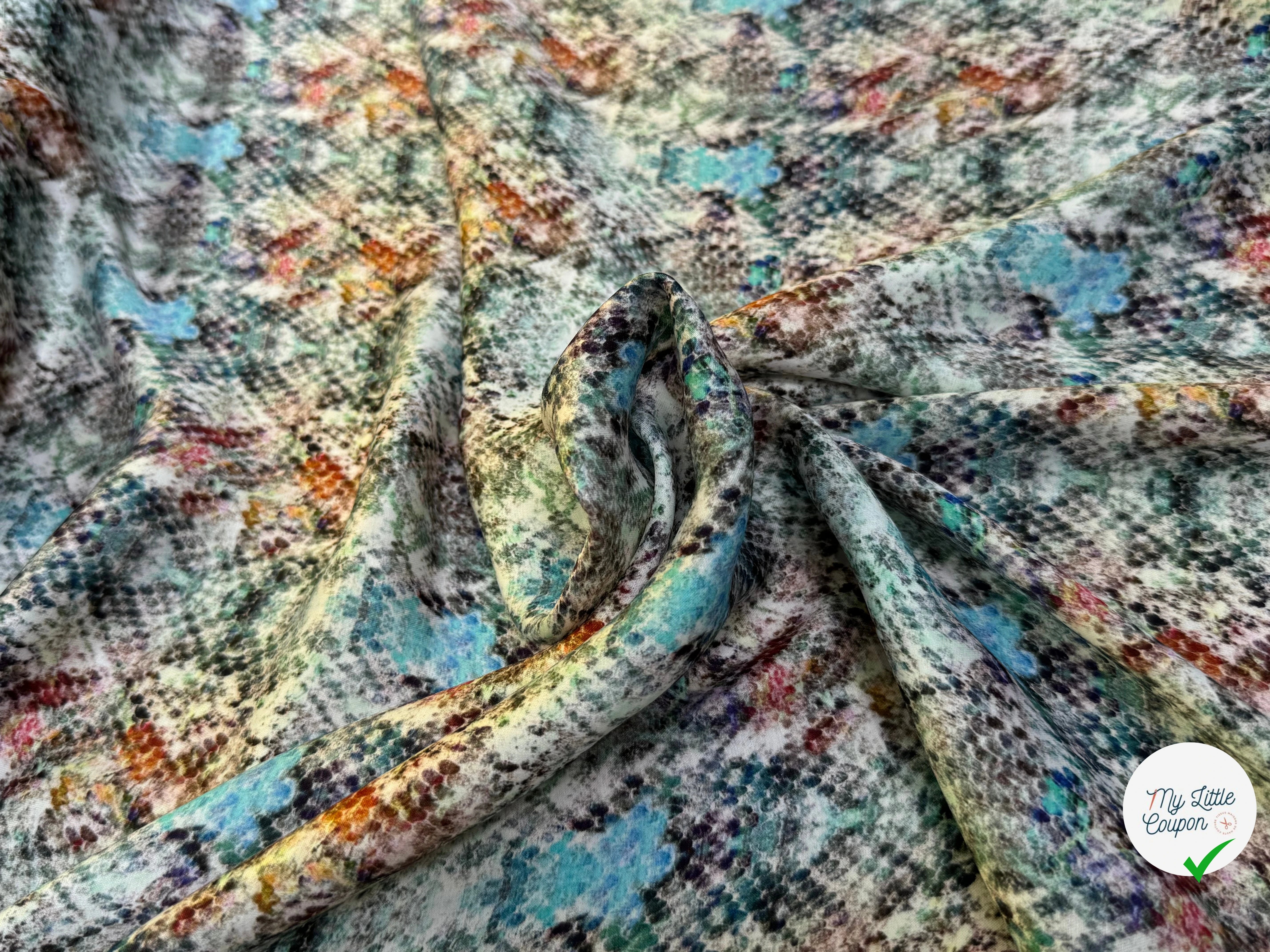 CREPE VISCOSE SATINÉ FLUIDE PYTHON MULTICOLORS - My Little Coupon